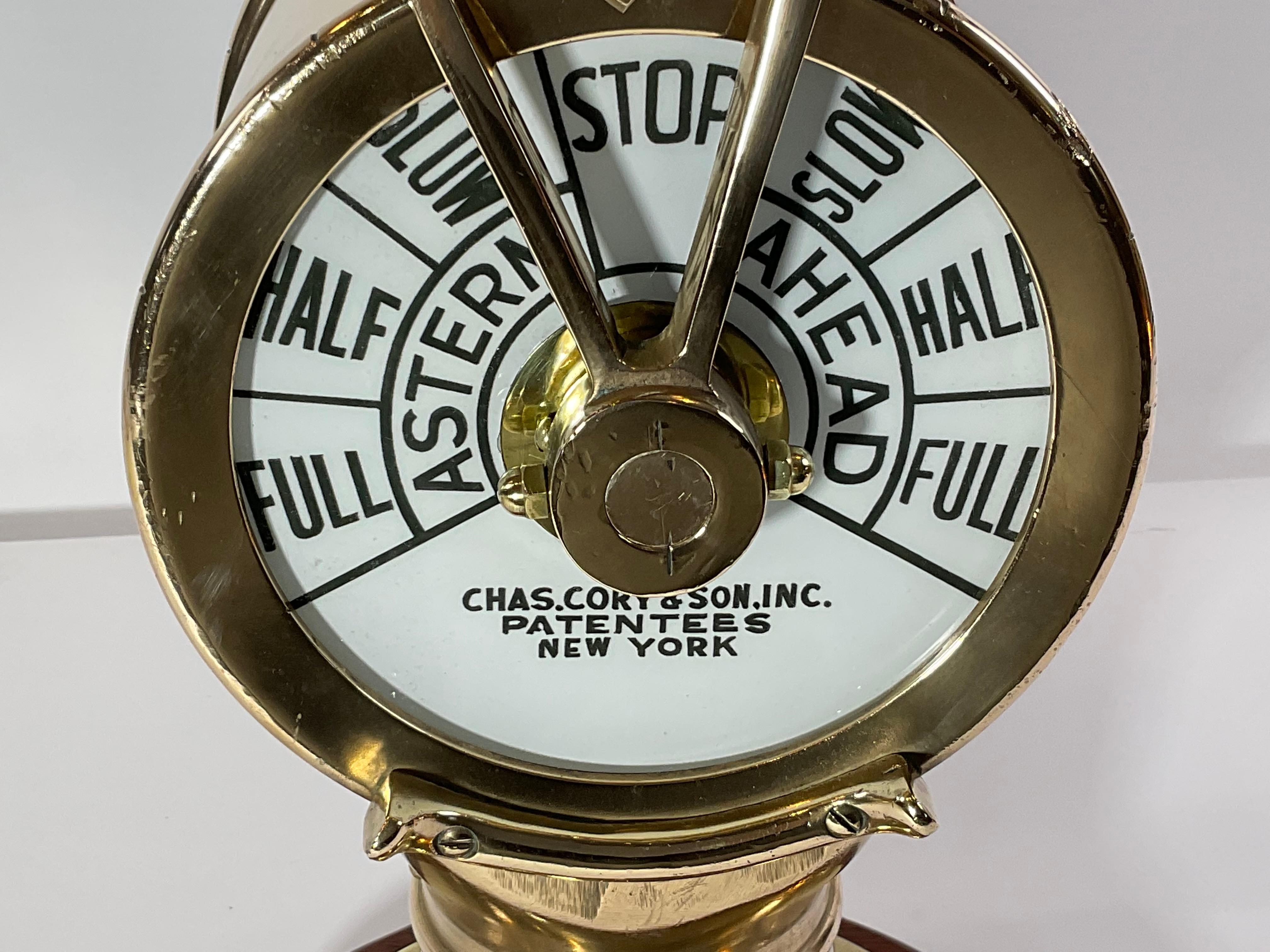 Solid Brass Ships Engine Telegraph by Joseph Harper and Sons In Good Condition For Sale In Norwell, MA