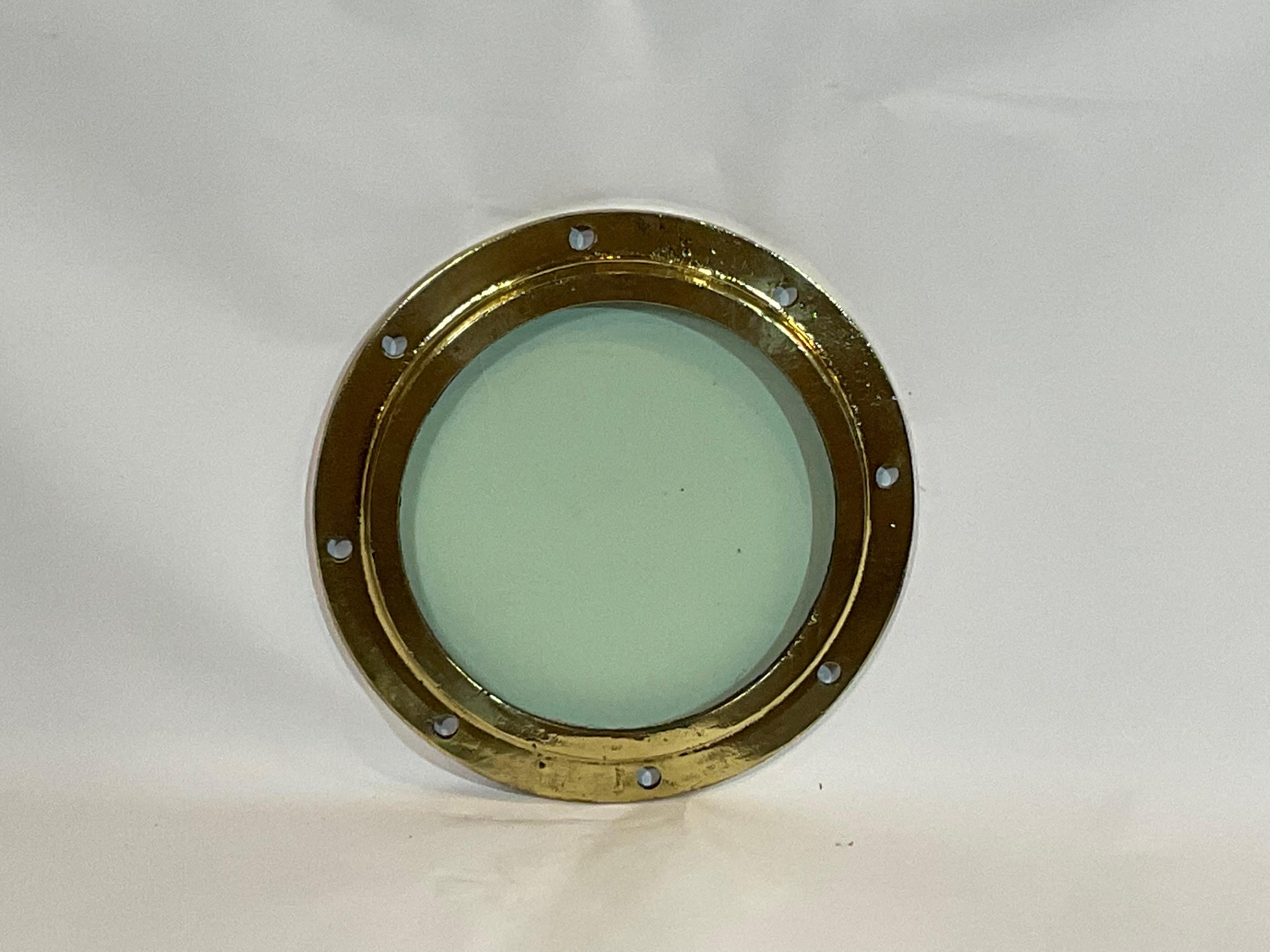 North American Solid Brass Ships Fixed Porthole For Sale