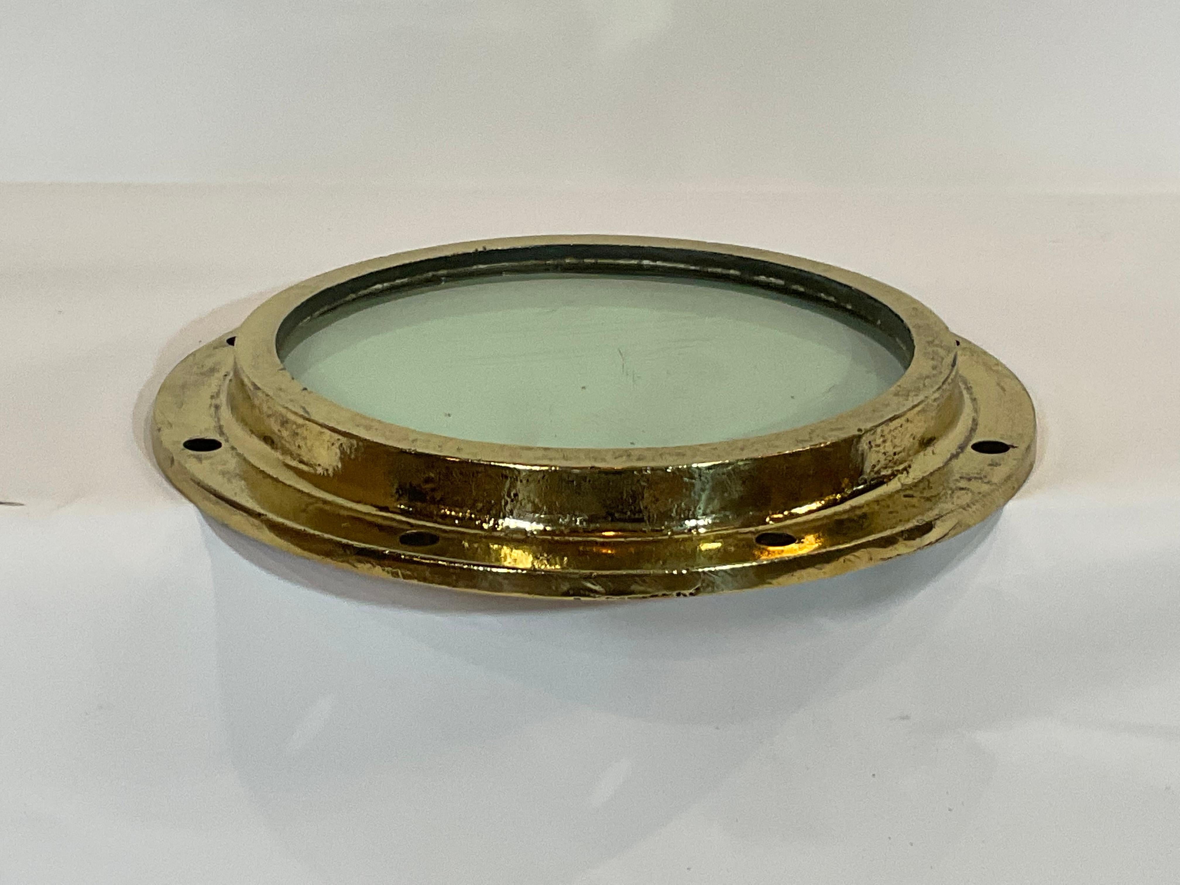 Mid-20th Century Solid Brass Ships Fixed Porthole For Sale