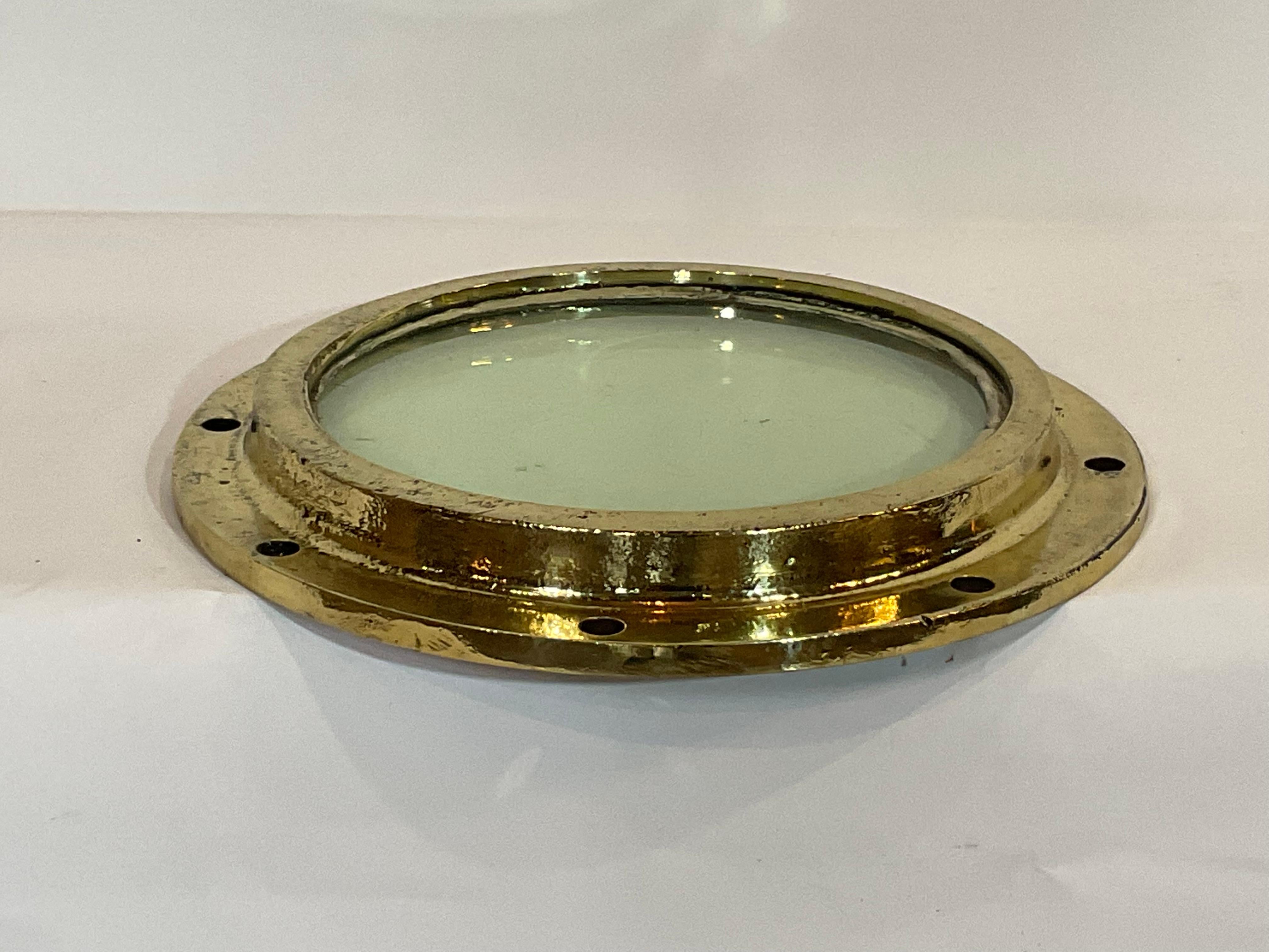 Early 20th Century Solid Brass Ships Fixed Porthole with Tempered Glass