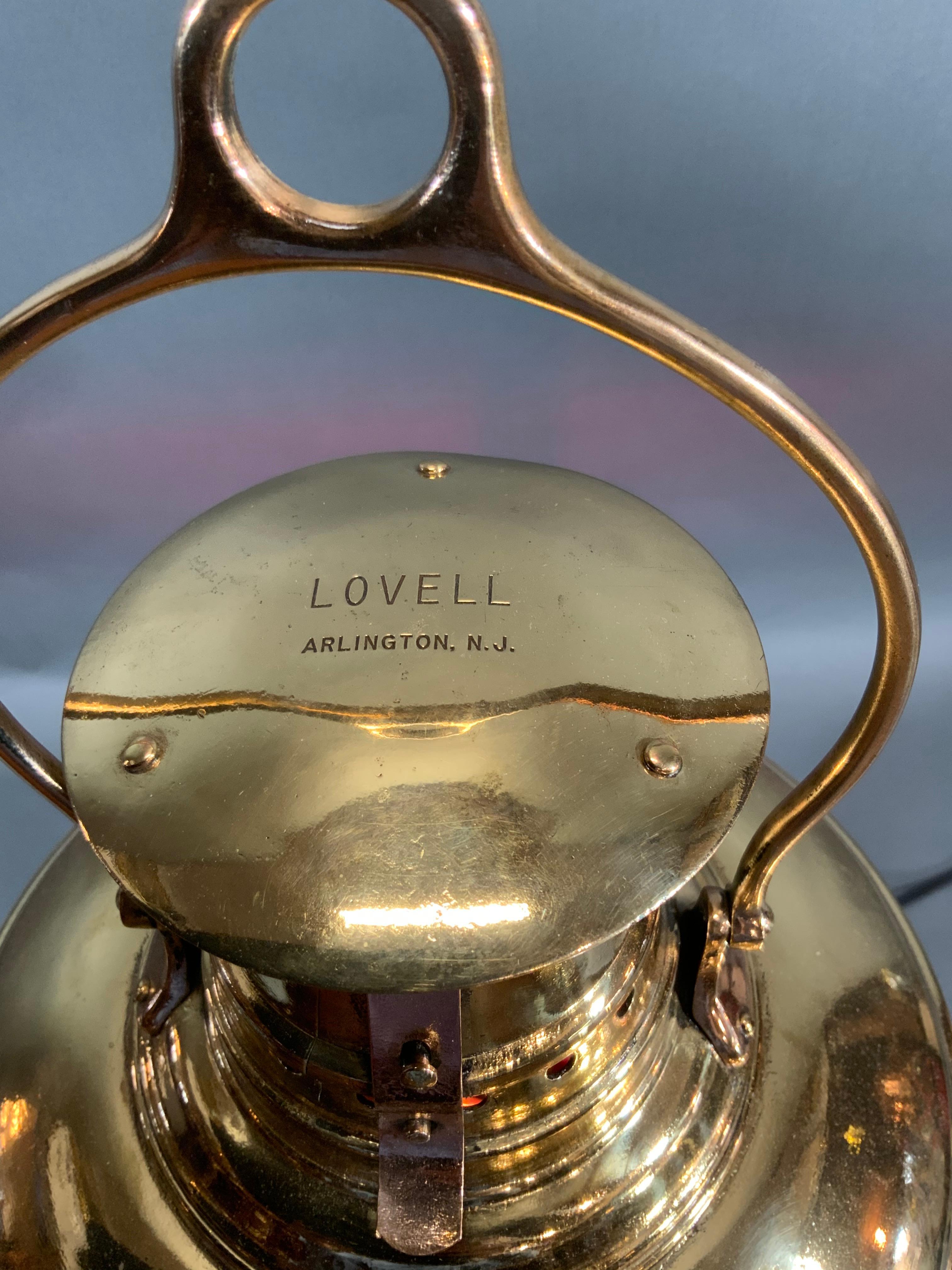 Early 20th Century Solid Brass Ship's Lantern by F.H. Lovell Co. of Arlington, New Jersey For Sale