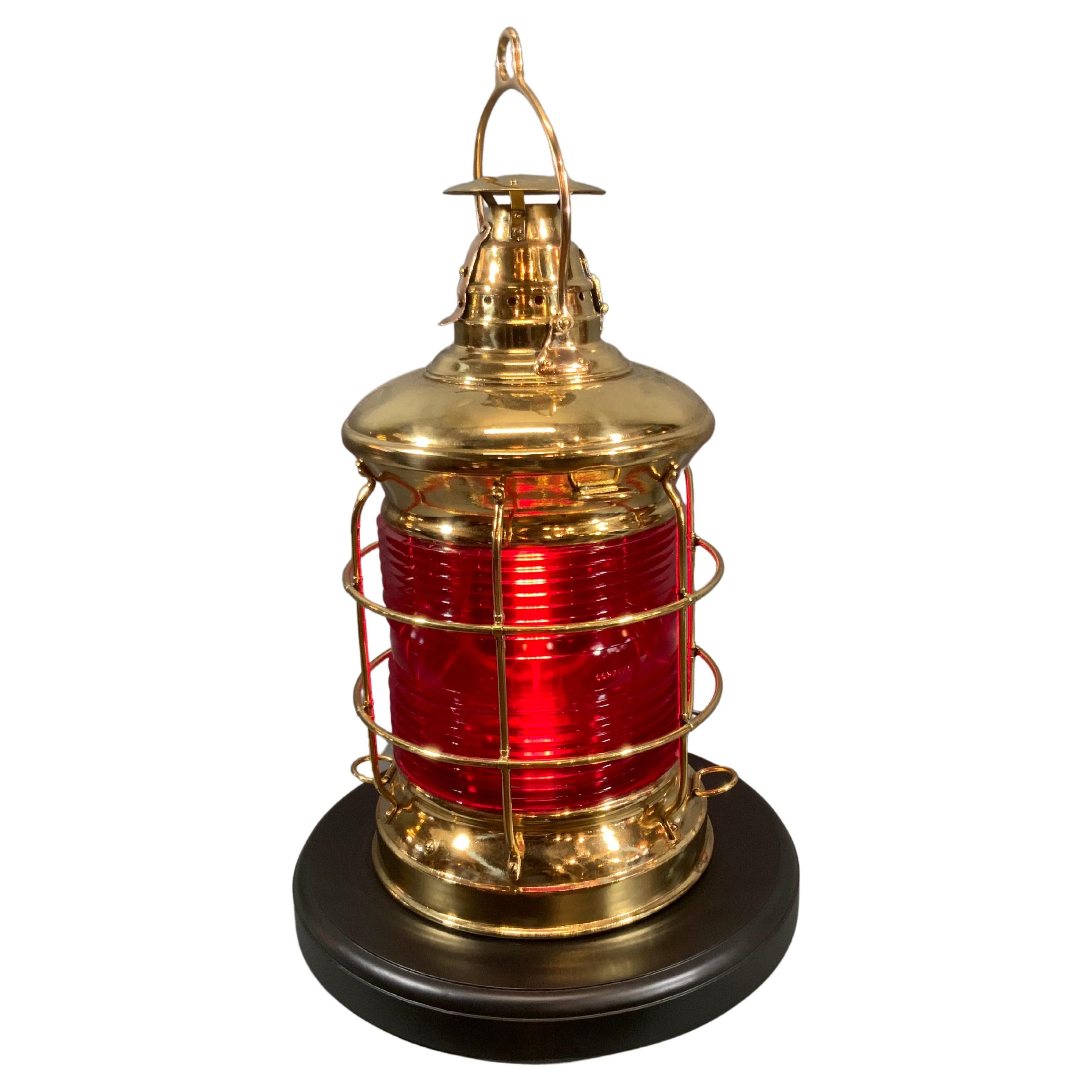 Solid Brass Ship's Lantern by F.H. Lovell Co. of Arlington, New Jersey For Sale