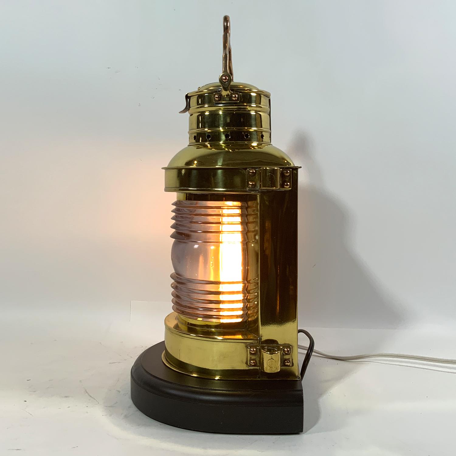 Lacquered Solid Brass Ships Masthead Lantern by Perko For Sale