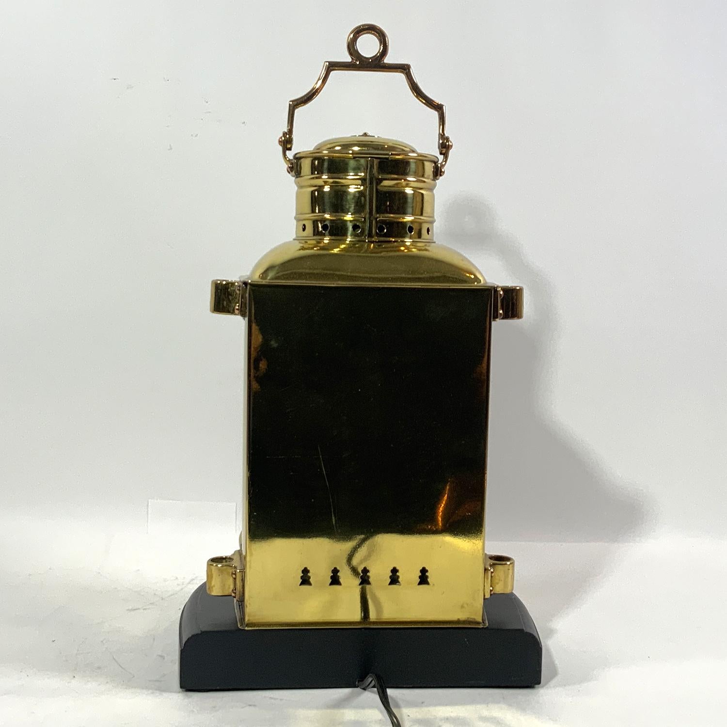 Lacquered Solid Brass Ships Masthead Lantern by Perko For Sale