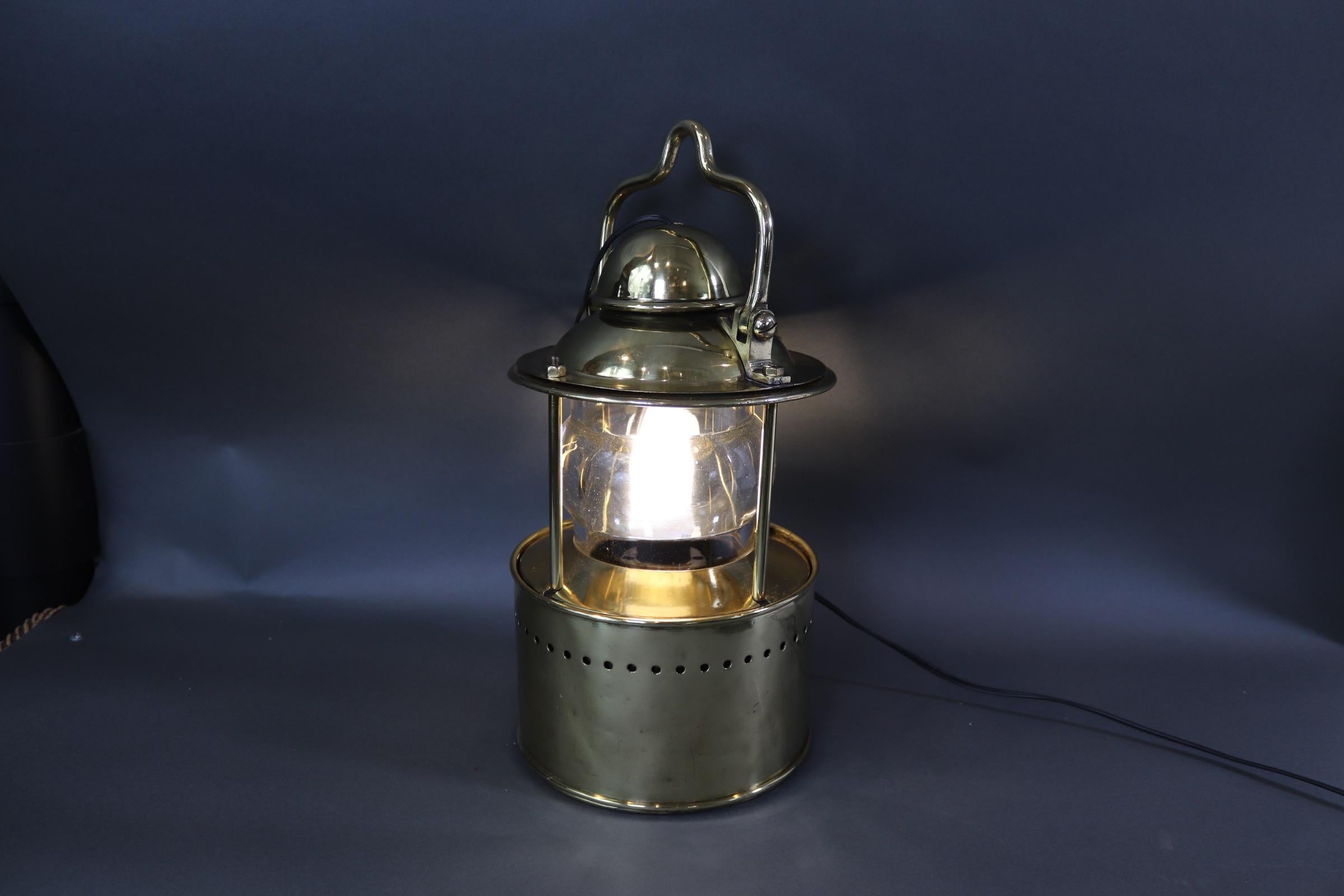 Mid-20th Century Solid Brass Ships Navigational Signal Lantern For Sale