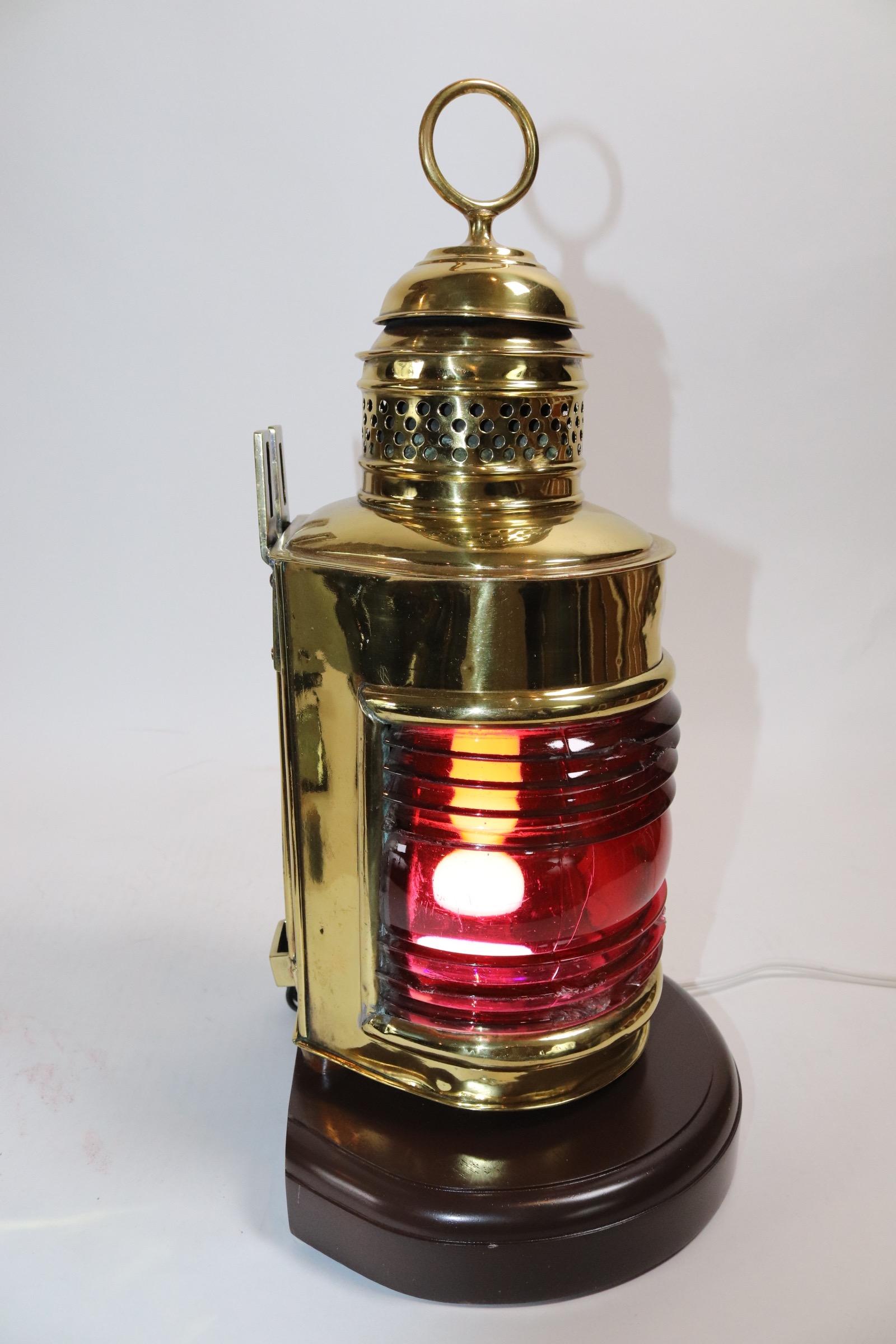Solid Brass Ships Port Lantern In Good Condition For Sale In Norwell, MA