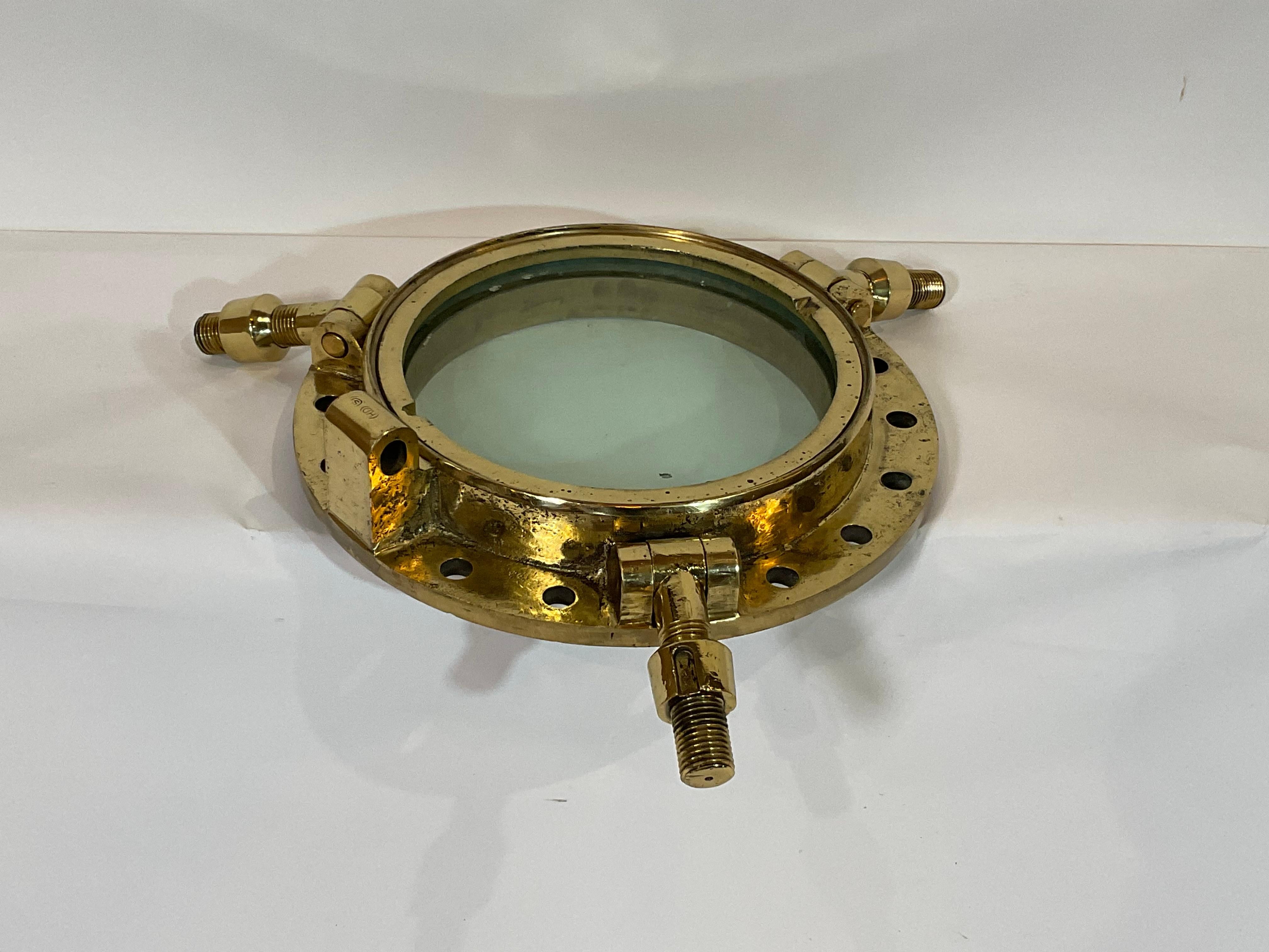 North American Solid Brass Ships Porthole For Sale