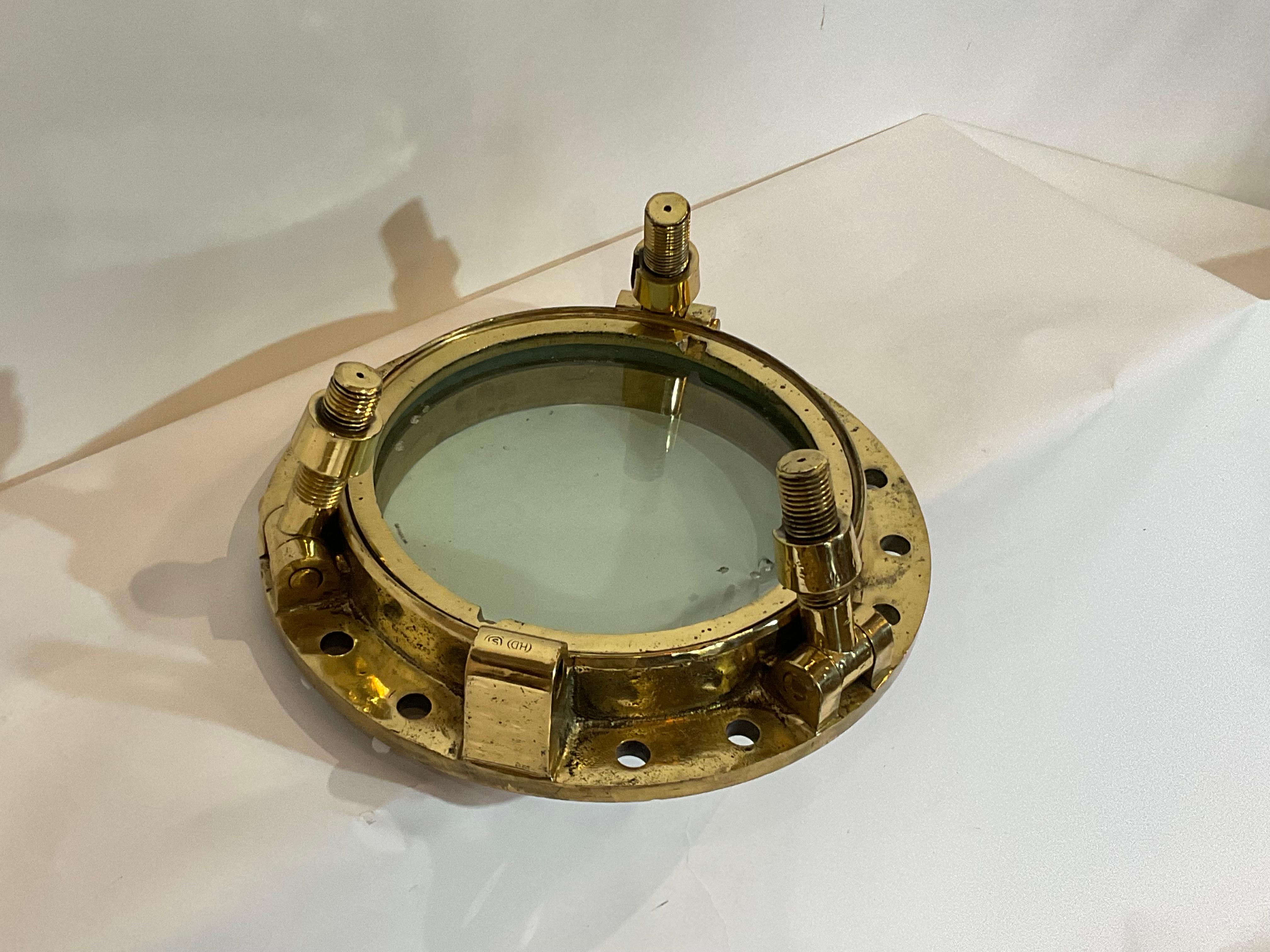 Early 20th Century Solid Brass Ships Porthole For Sale