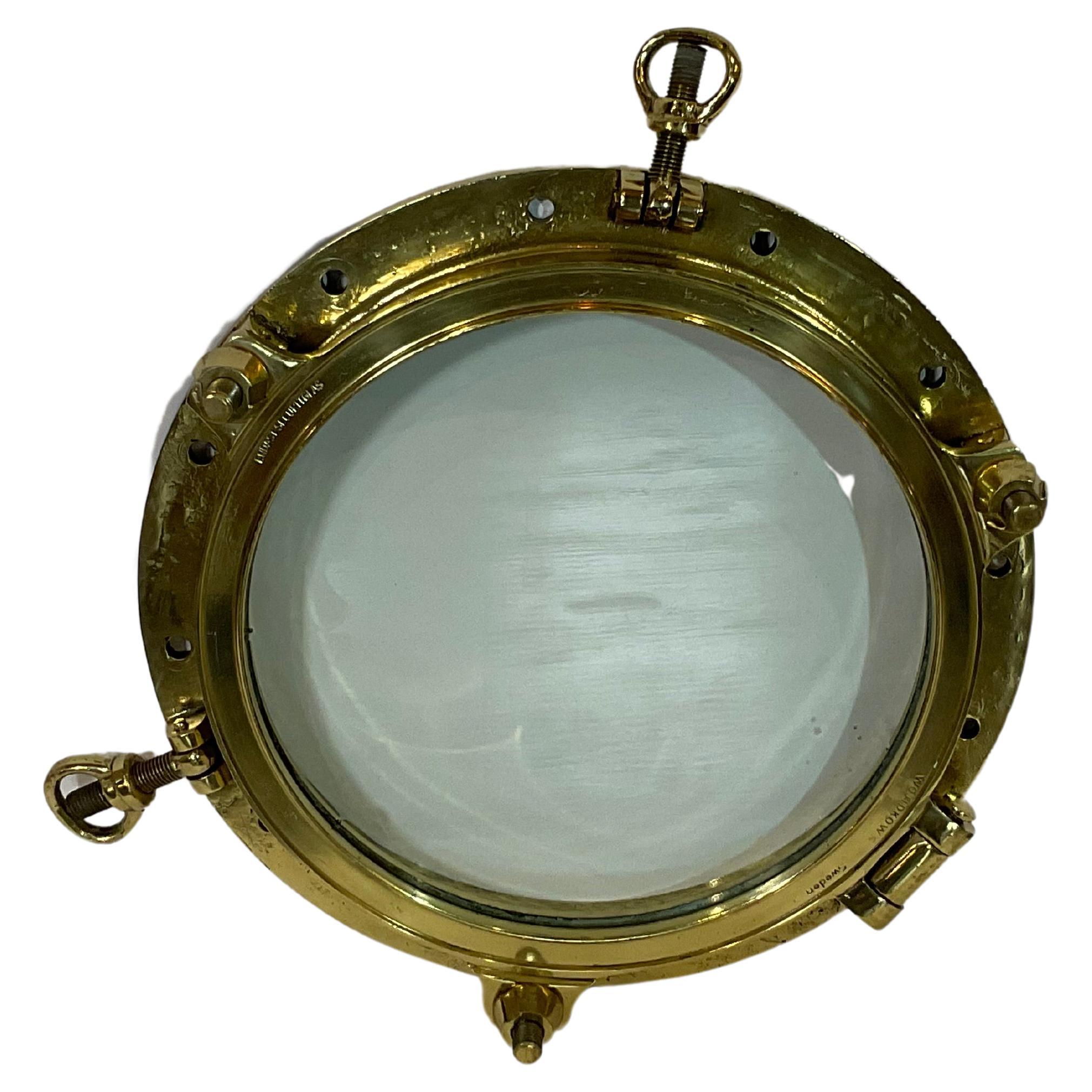 Solid Brass Ships Porthole Highly Polished with Lacquer Finish For Sale
