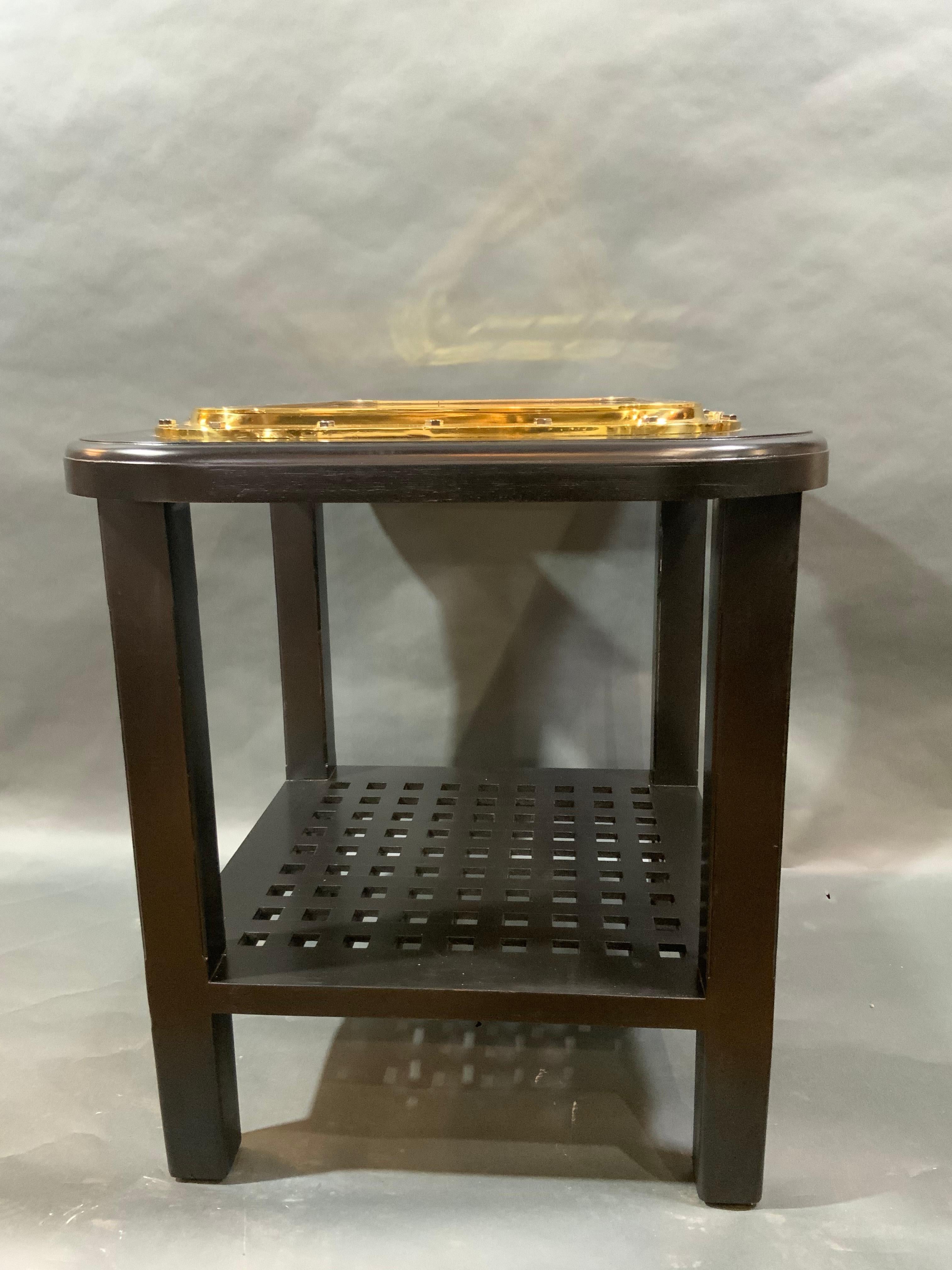Mid-20th Century Solid Brass Ships Porthole Repurposed as a Bistro Height Table For Sale