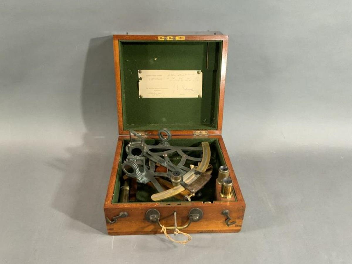 Solid Brass Ships Sextant in Box 4