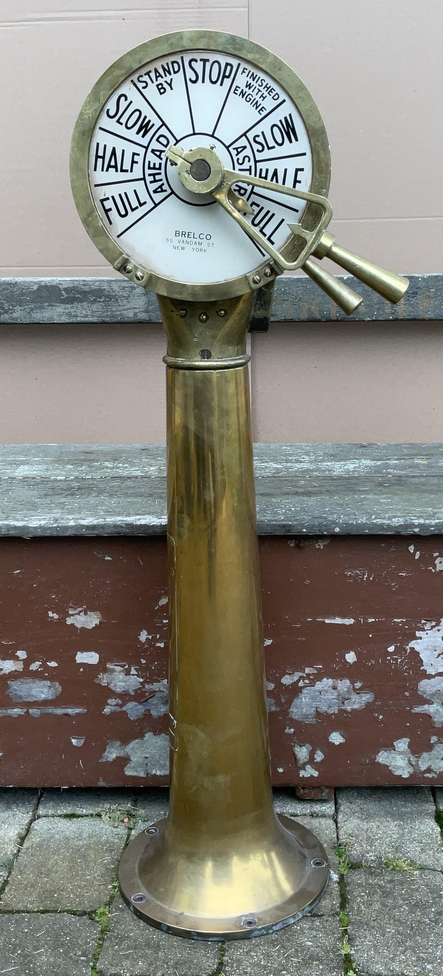 Solid Brass Ships Telegraph In Good Condition For Sale In Norwell, MA