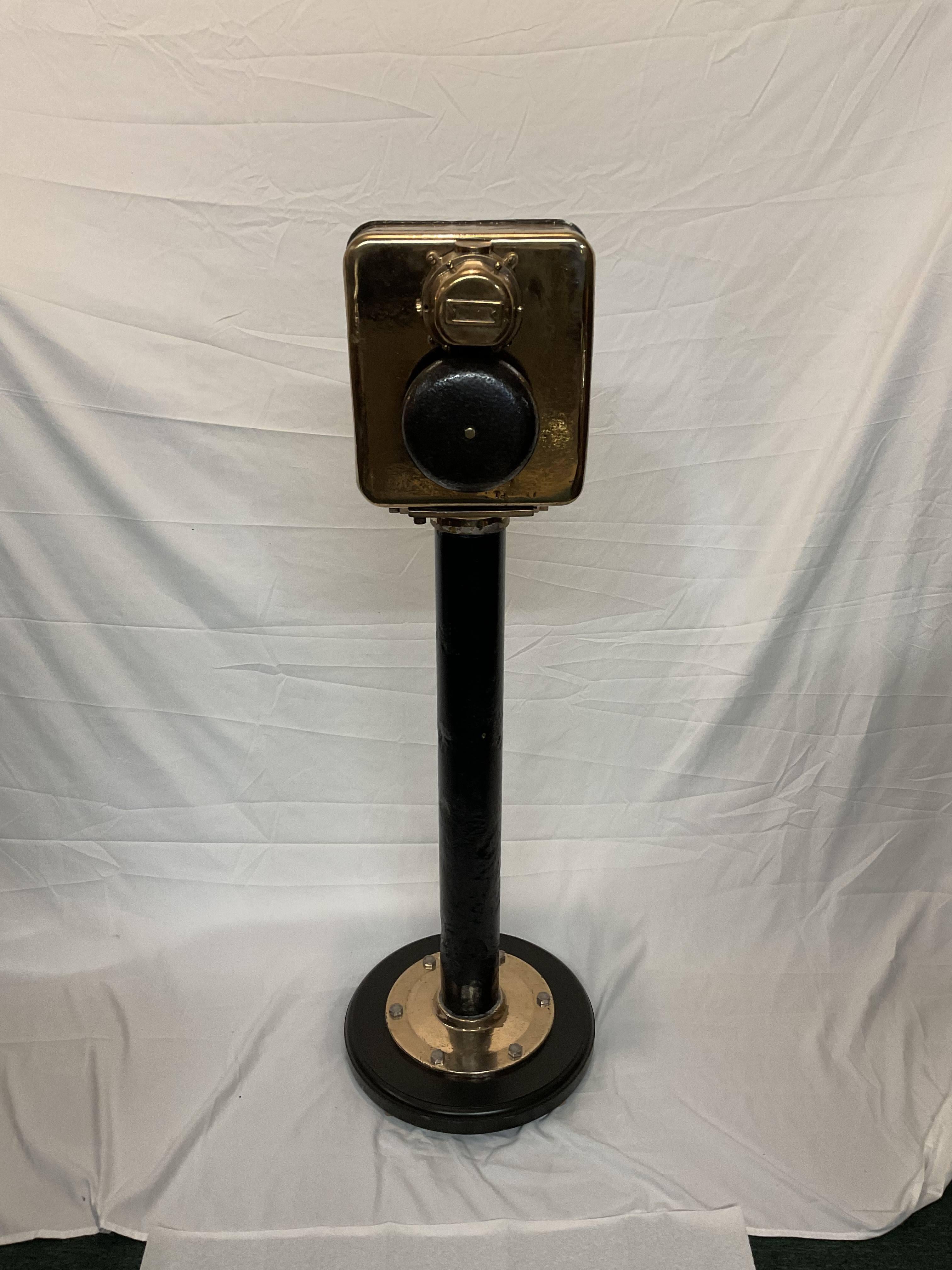 Solid Brass Ships Telephone On Pedesta For Sale 7