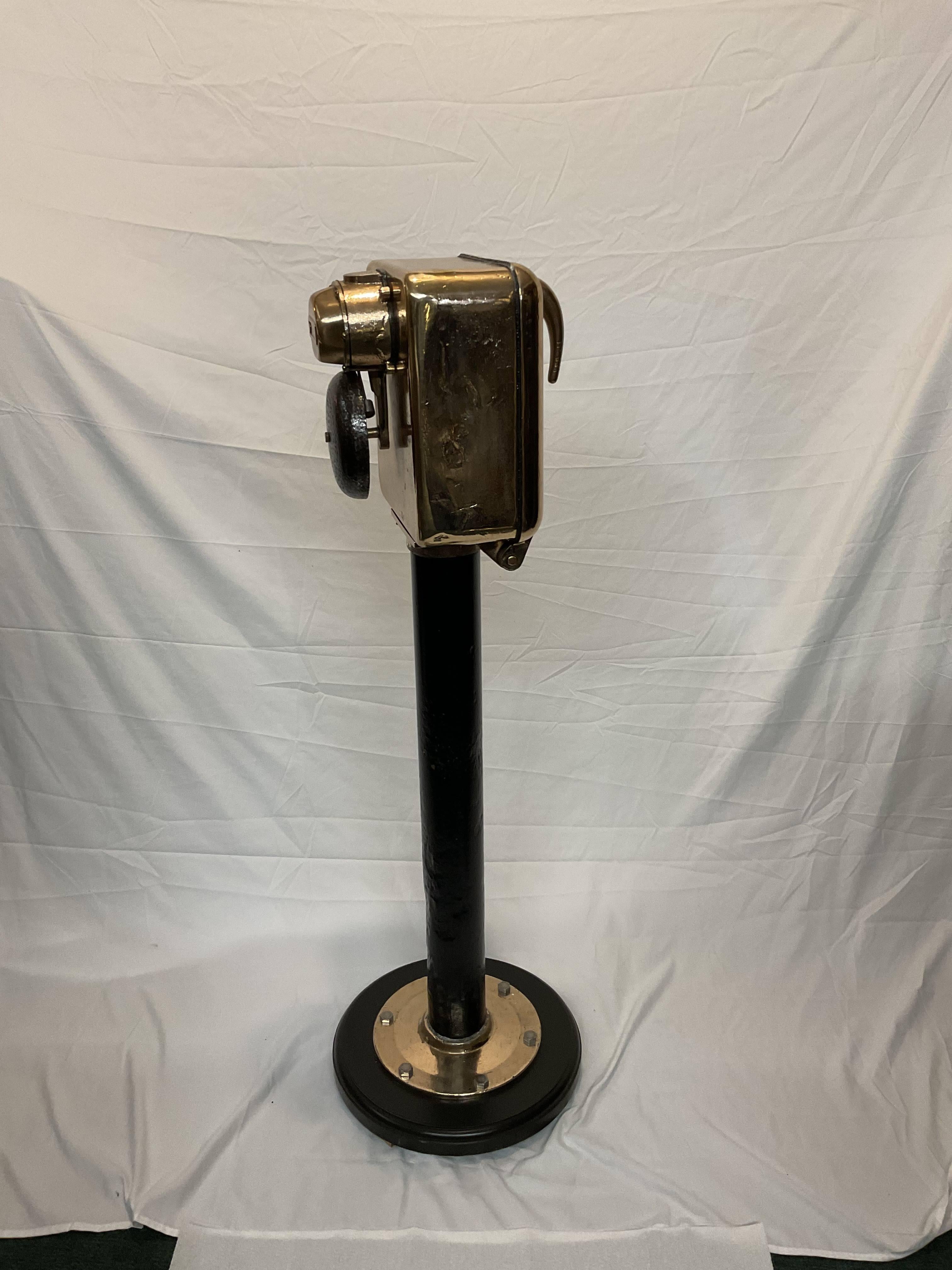 Solid Brass Ships Telephone On Pedesta For Sale 9