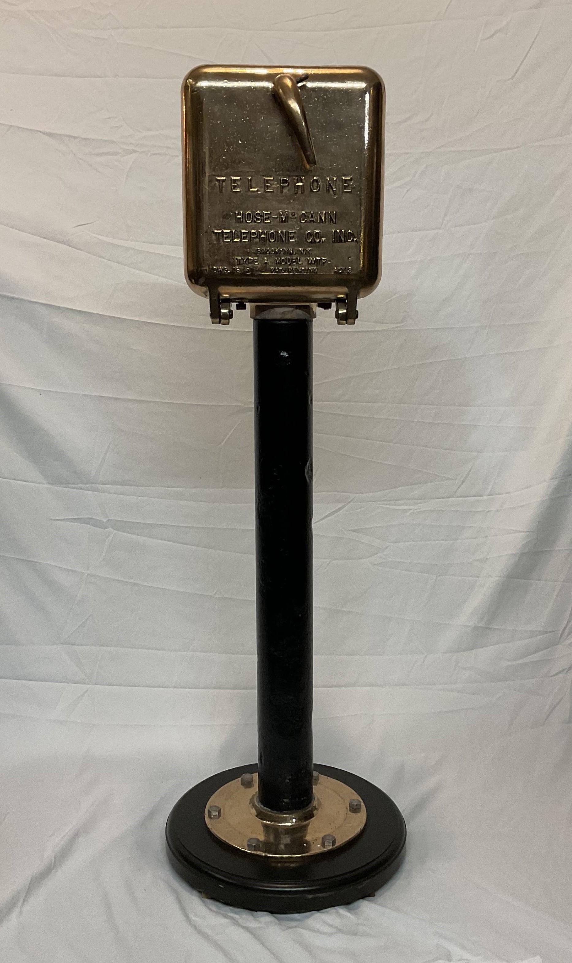 North American Solid Brass Ships Telephone On Pedesta For Sale