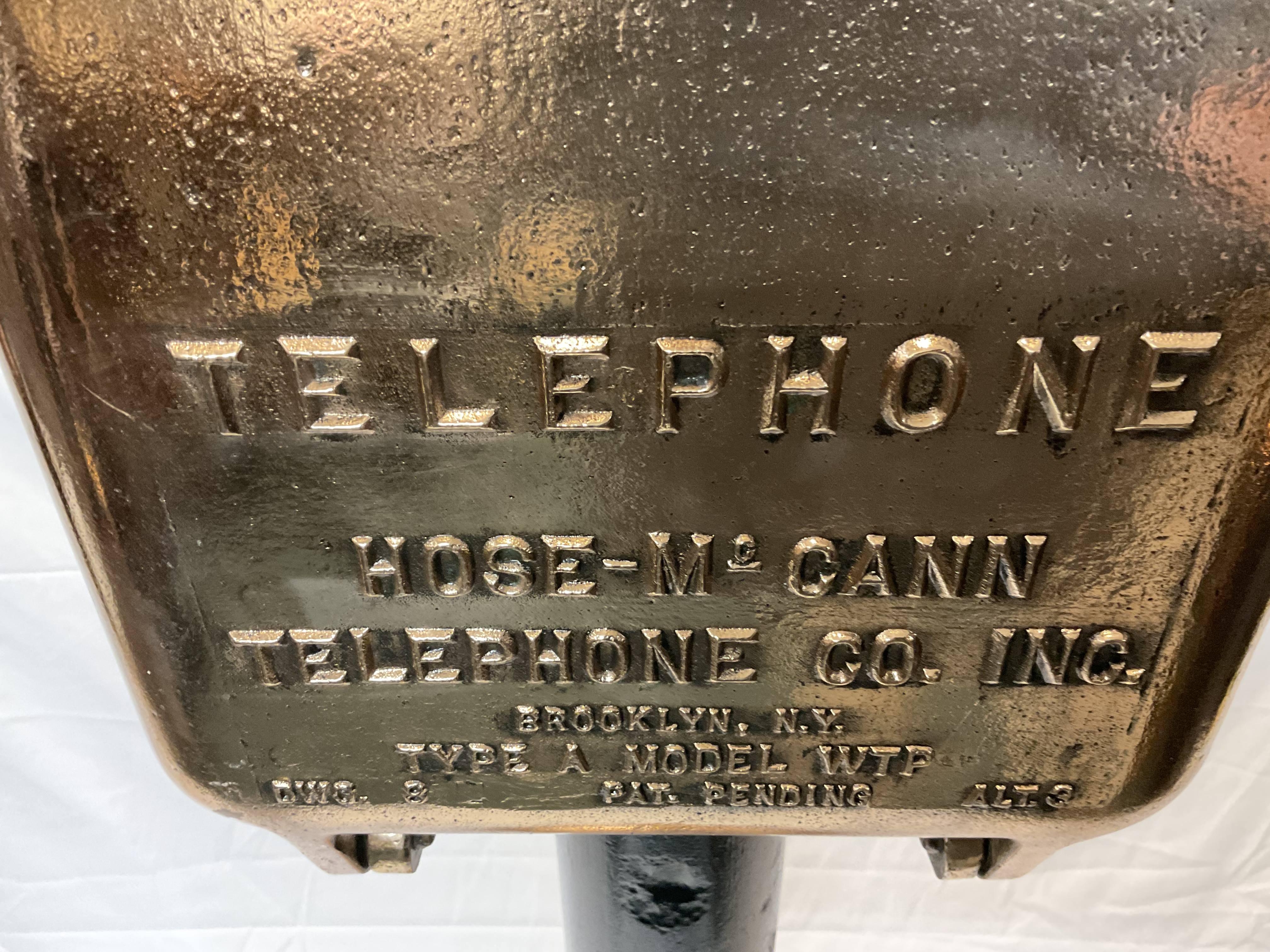 Solid Brass Ships Telephone On Pedesta In Good Condition For Sale In Norwell, MA