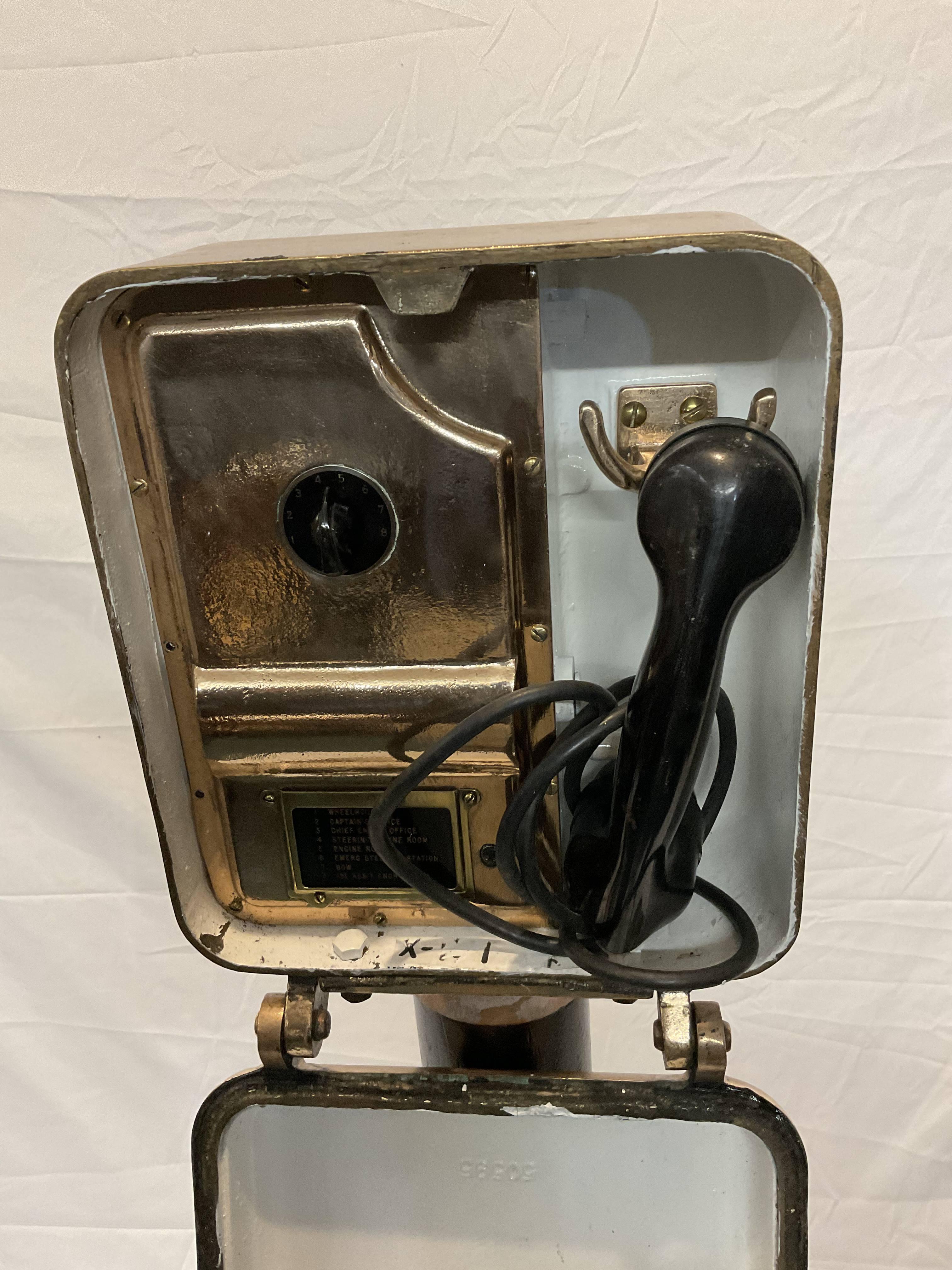 Solid Brass Ships Telephone On Pedesta For Sale 1