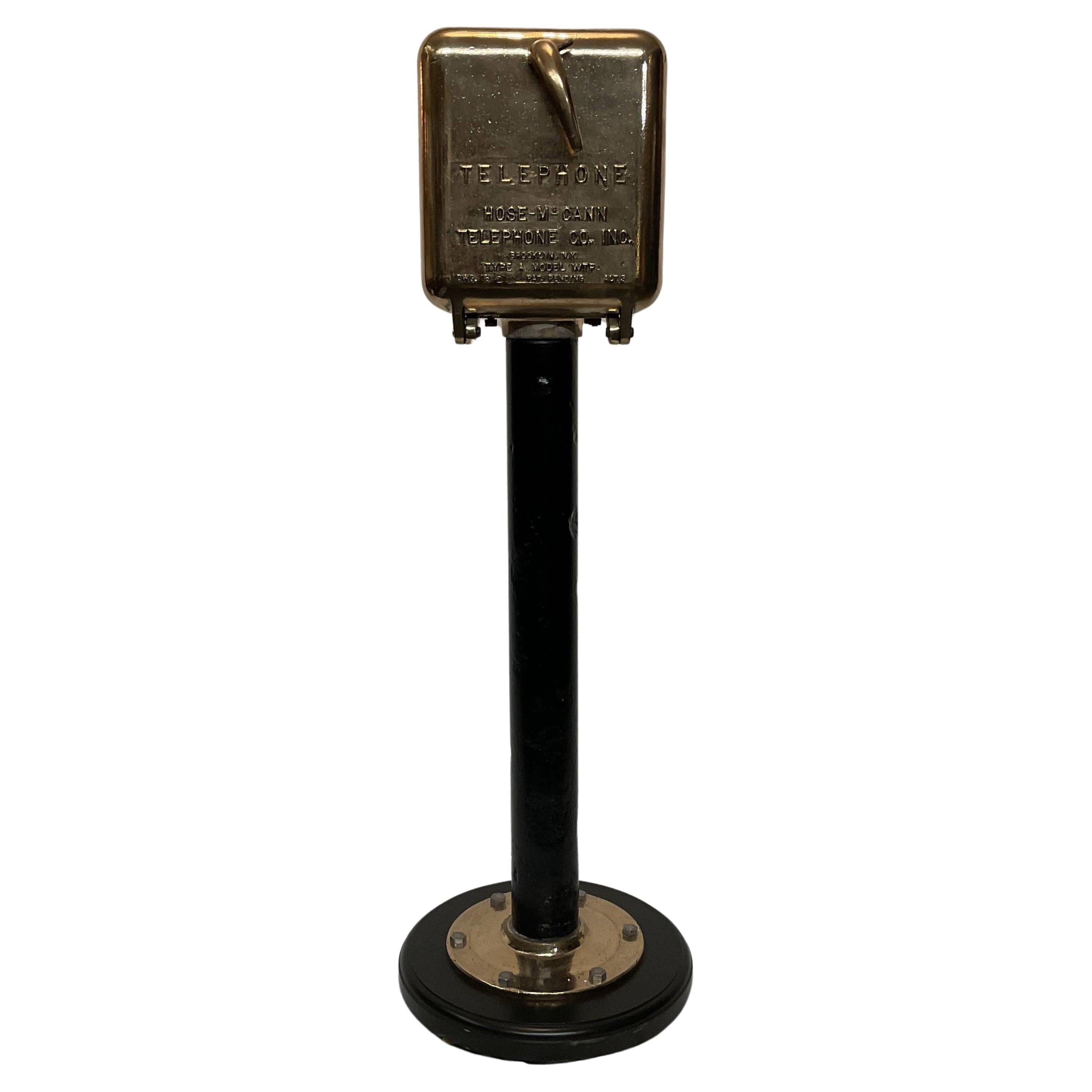 Solid Brass Ships Telephone On Pedesta For Sale