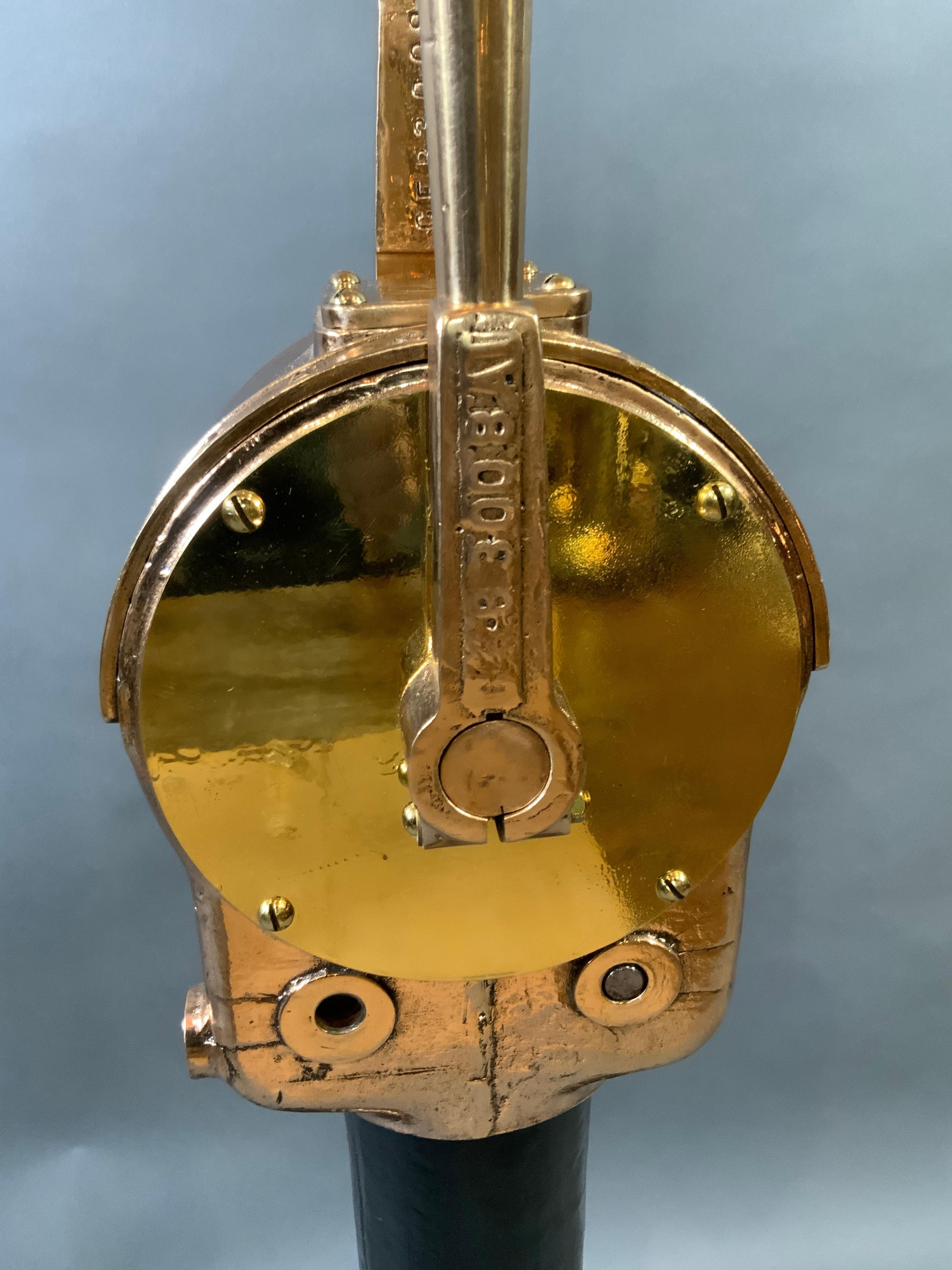 Solid Brass Ships Throttle on Stand In Good Condition For Sale In Norwell, MA
