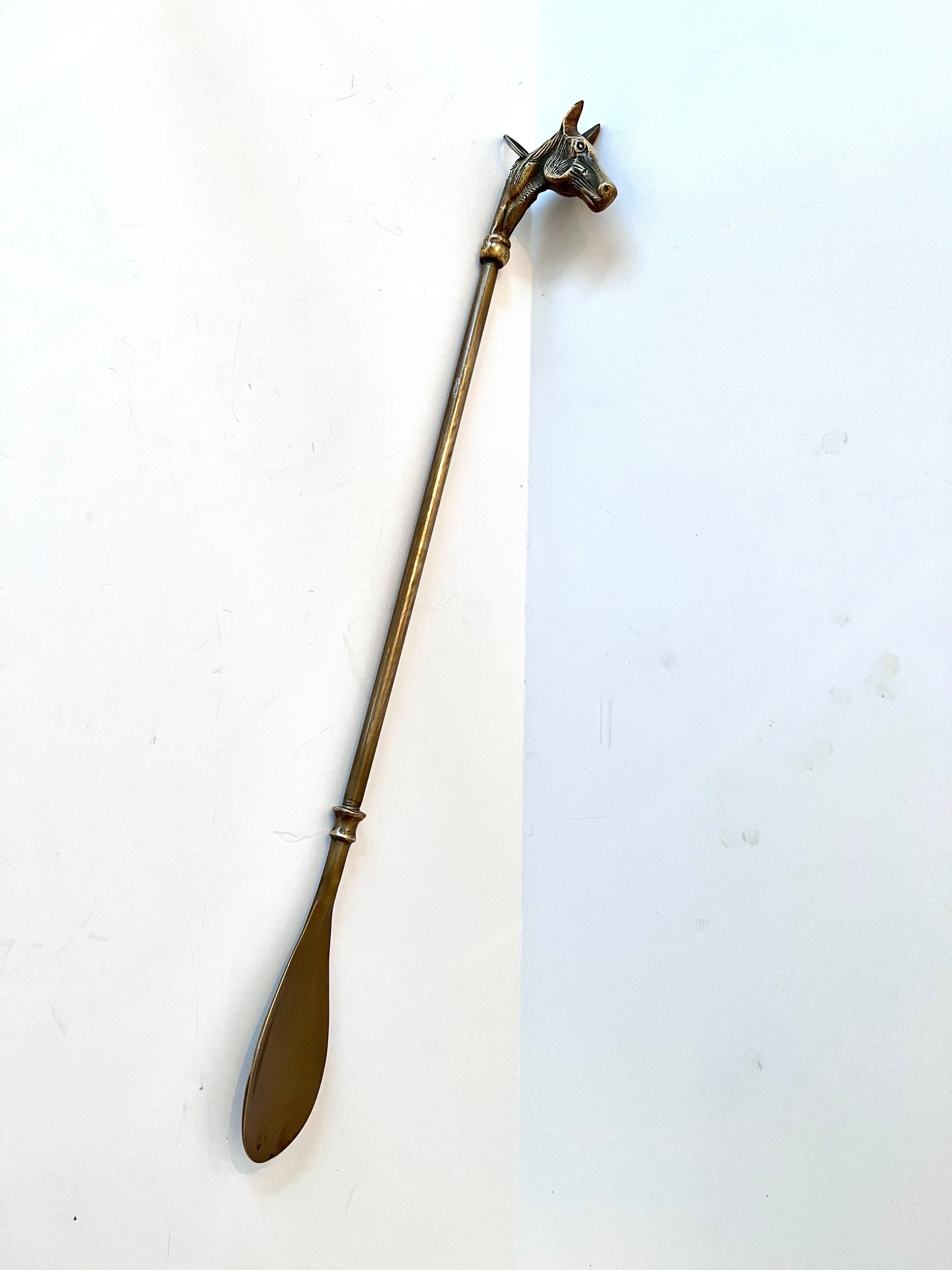 20th Century Solid Brass Shoe Horn with Horse For Sale