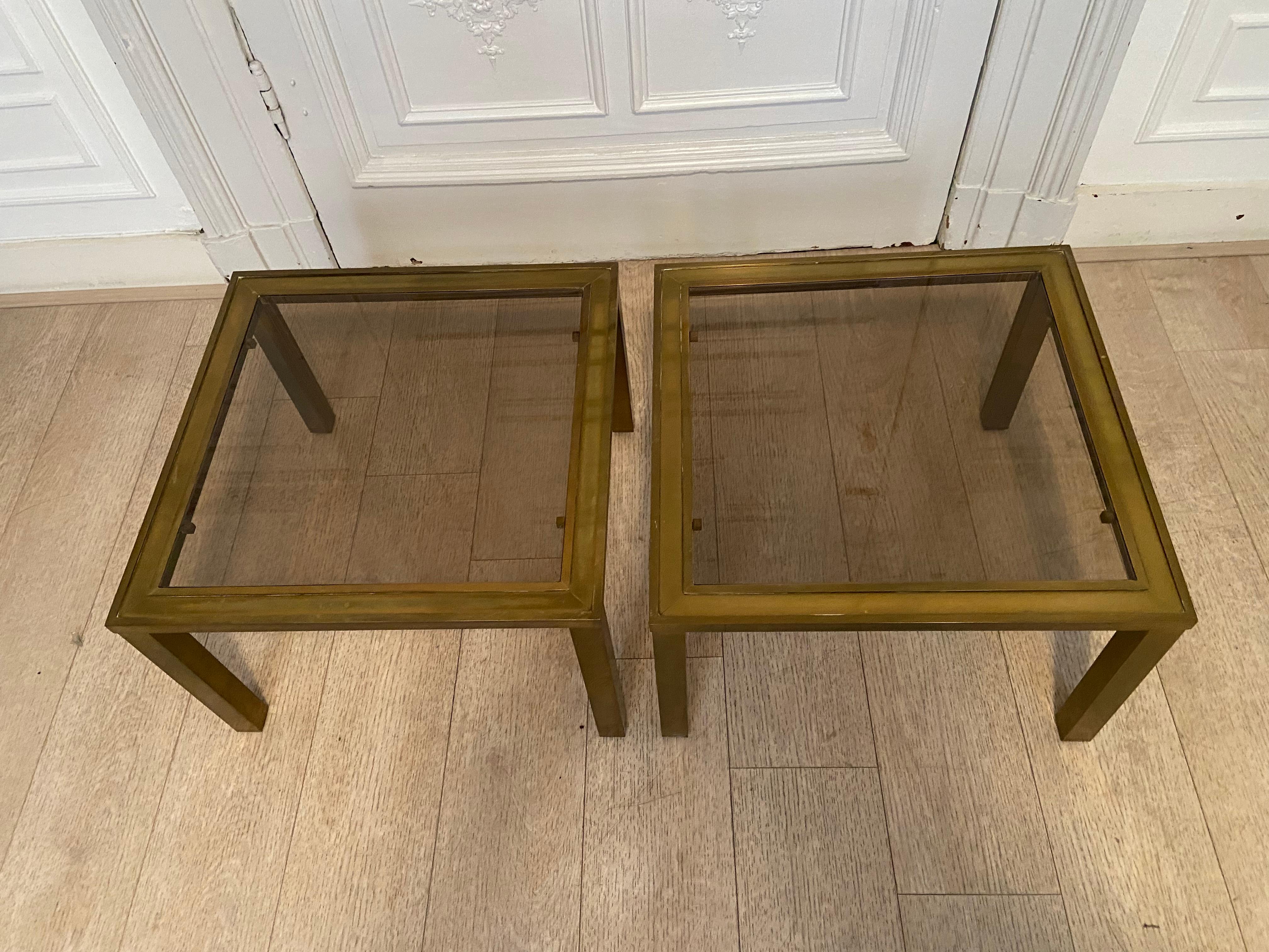 Solid brass side tables, 1970s.