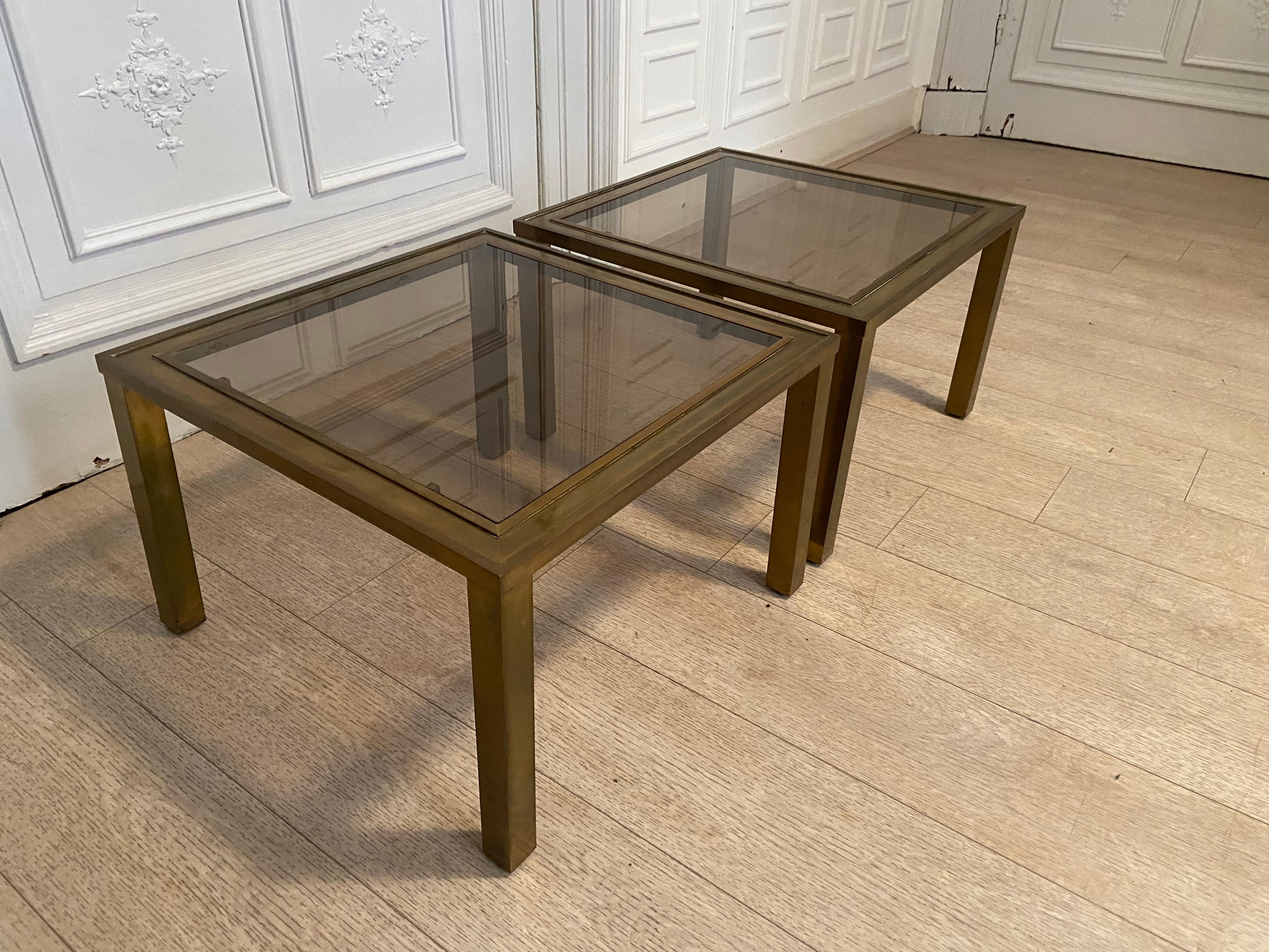 Mid-Century Modern Solid Brass Side Tables, 1970s