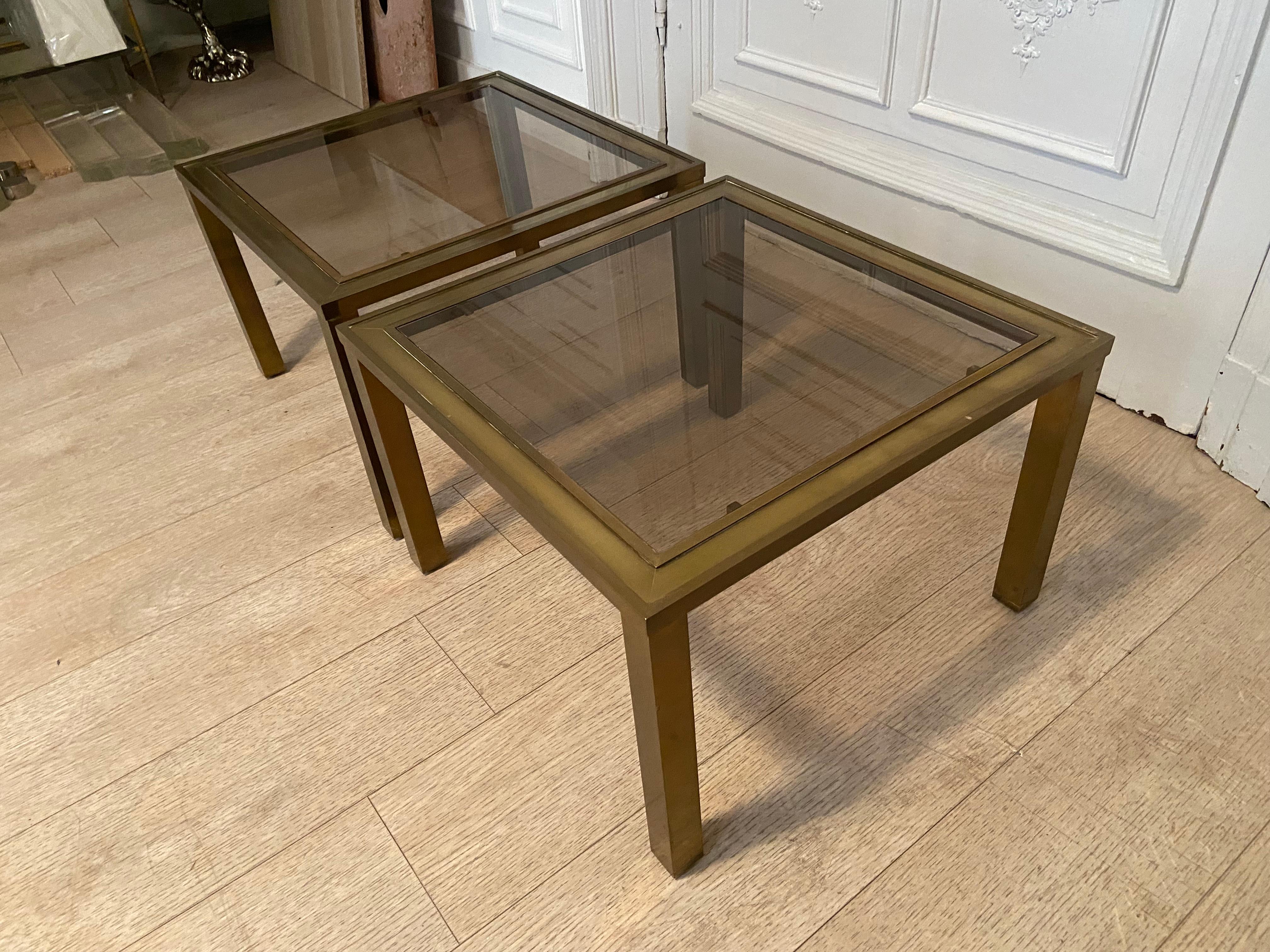 European Solid Brass Side Tables, 1970s
