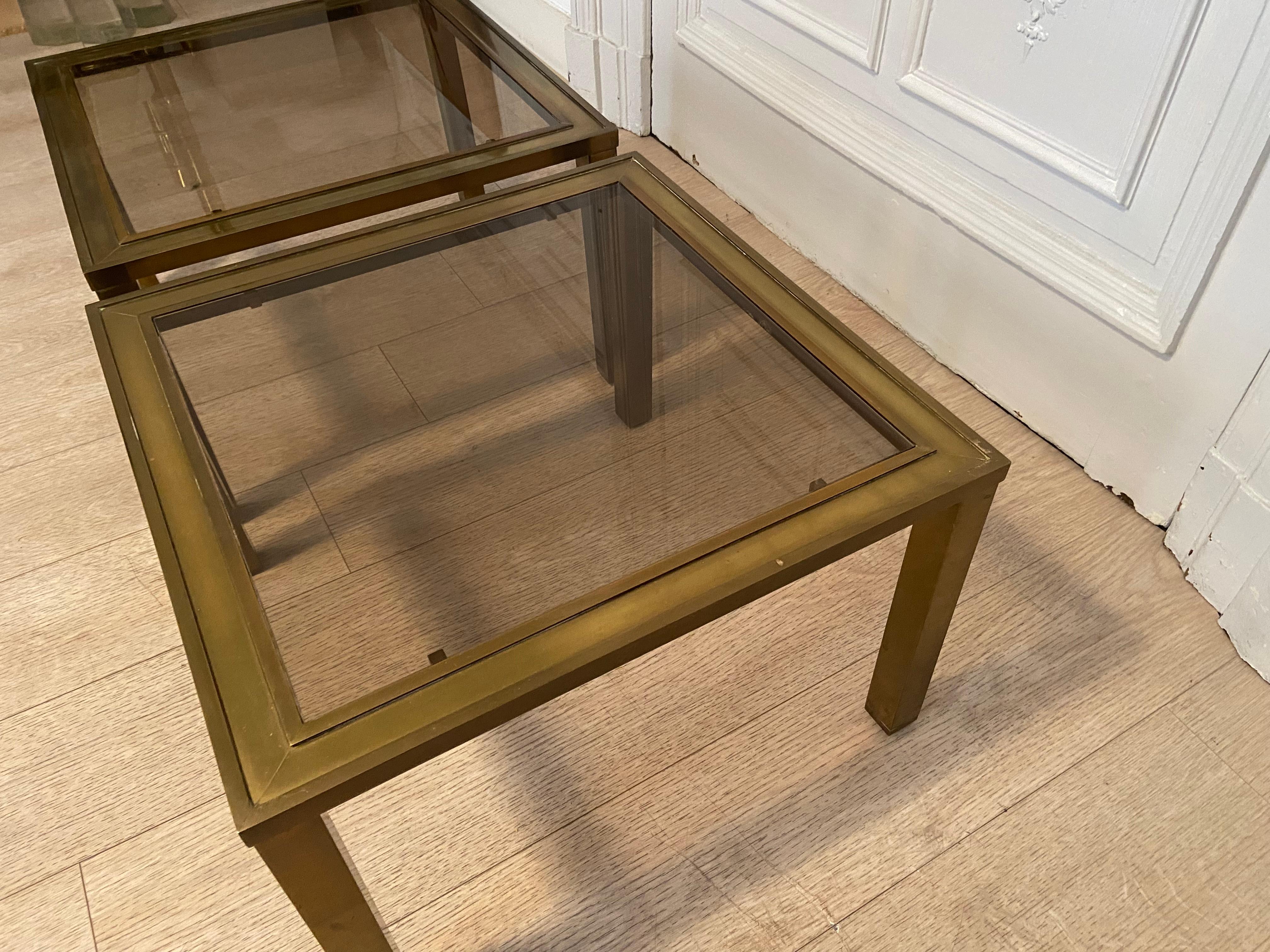 Solid Brass Side Tables, 1970s In Good Condition In Brussels , BE