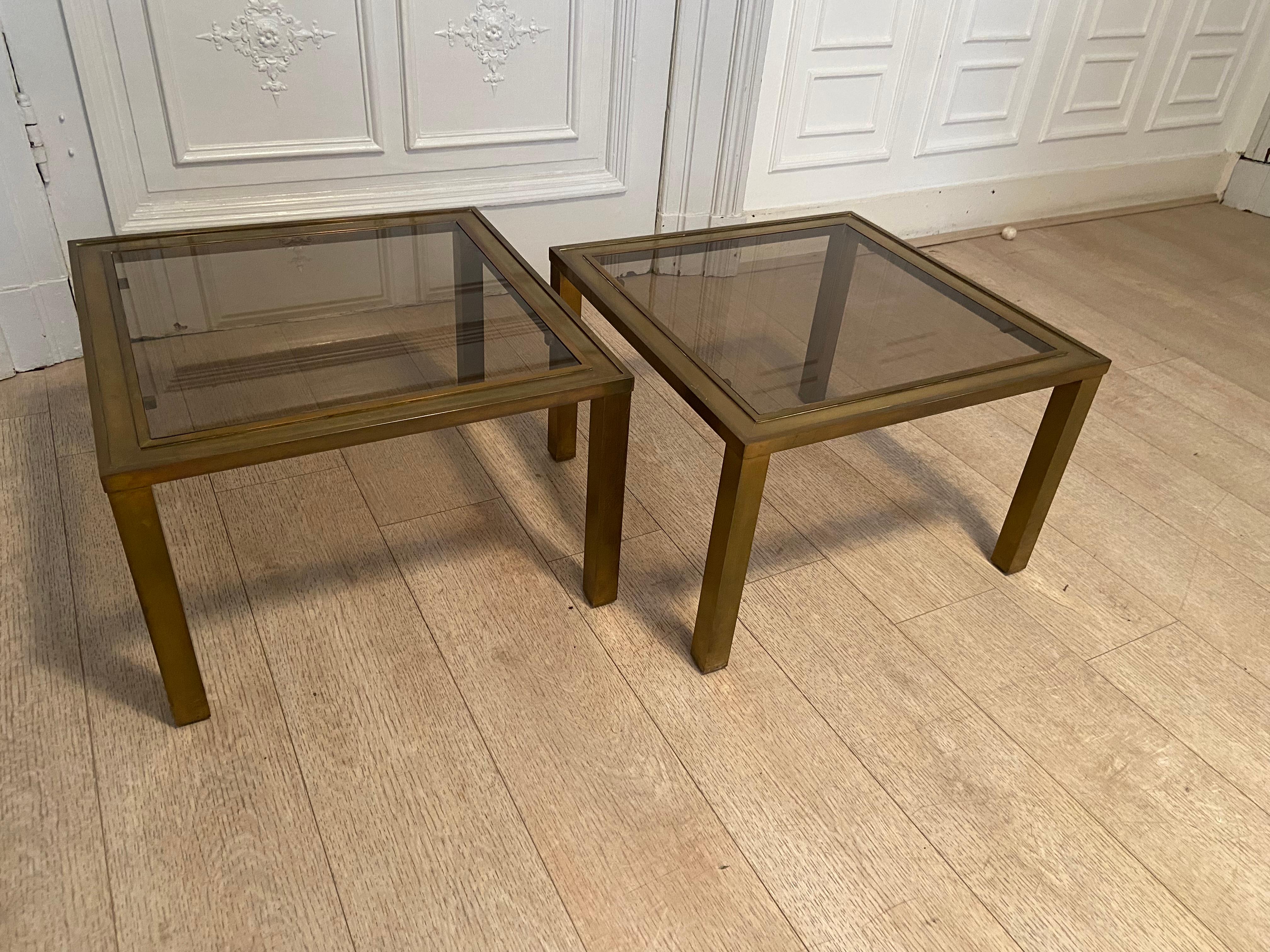 Solid Brass Side Tables, 1970s 1