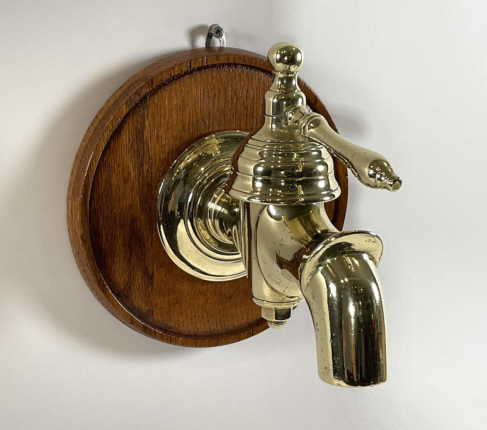 Solid Brass Spigot Mounted to a Plaque In Good Condition For Sale In Norwell, MA
