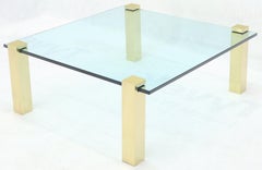 Solid Brass Square Posts Legs Glass Top Coffee Table