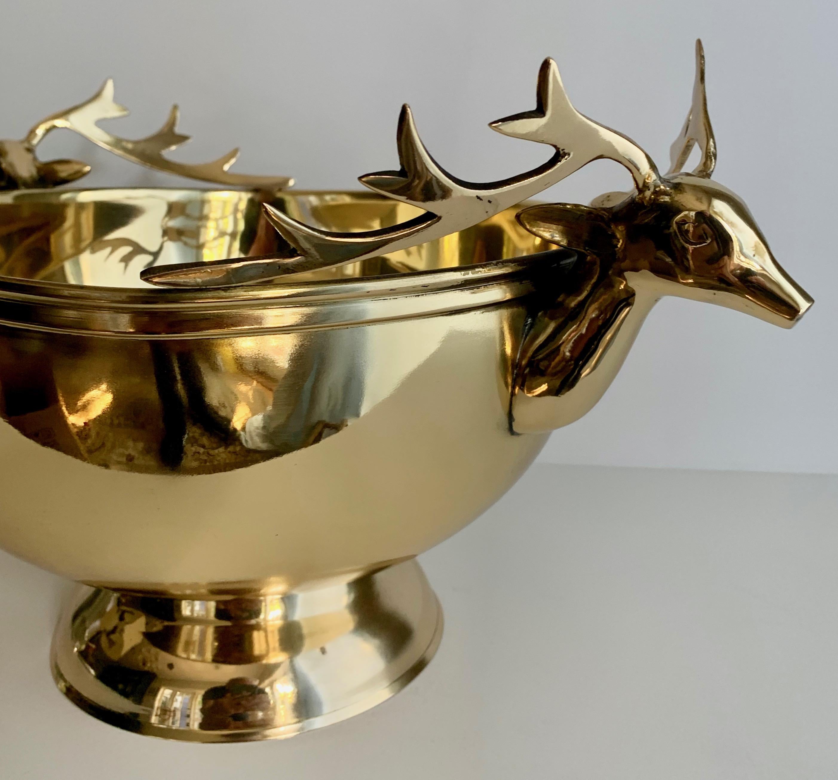 Polished Solid Brass Stag Head Bowl