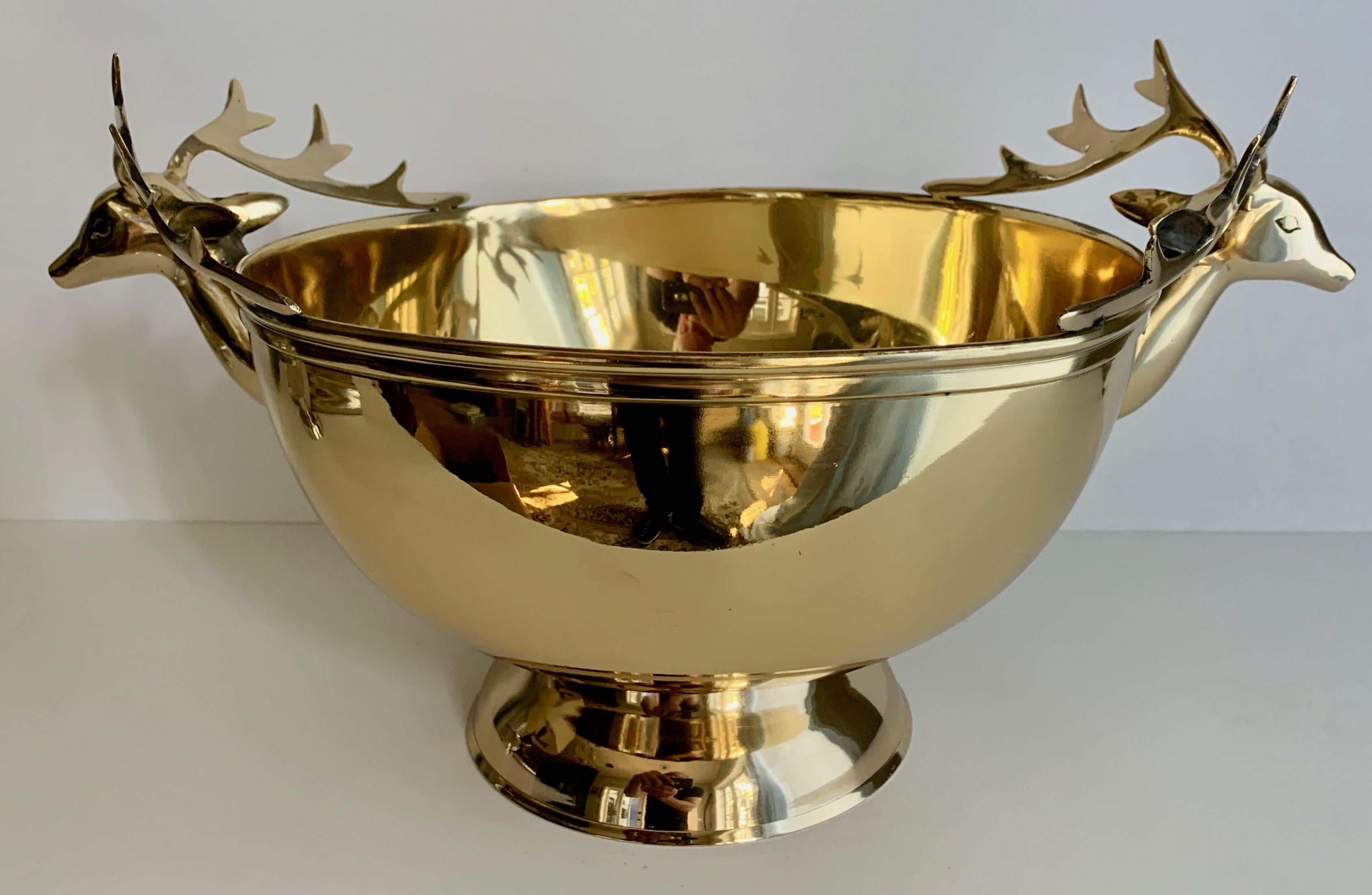 Solid Brass Stag Head Bowl In Good Condition In Los Angeles, CA
