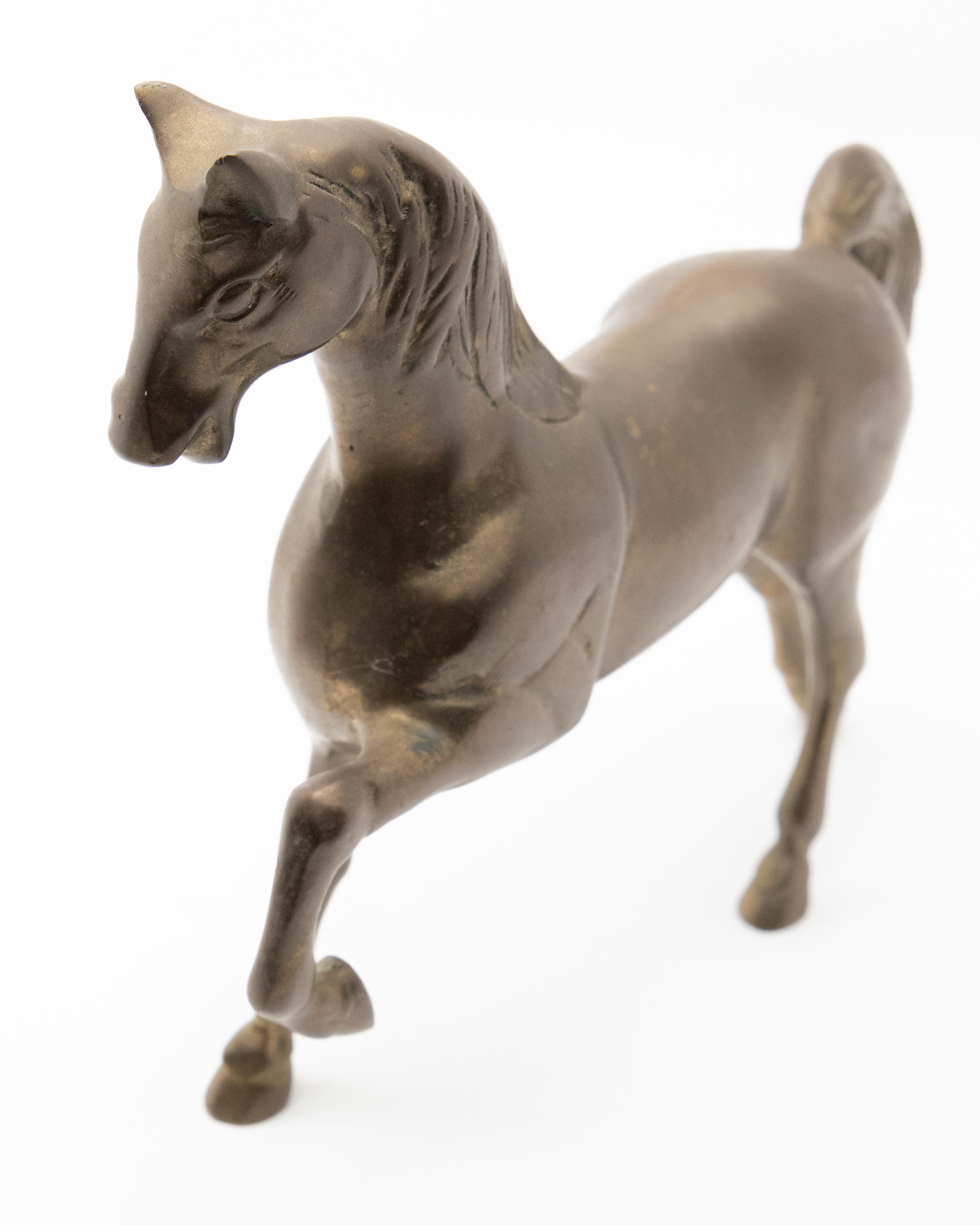 Chinese Export Solid Brass Standing Horse Figure For Sale