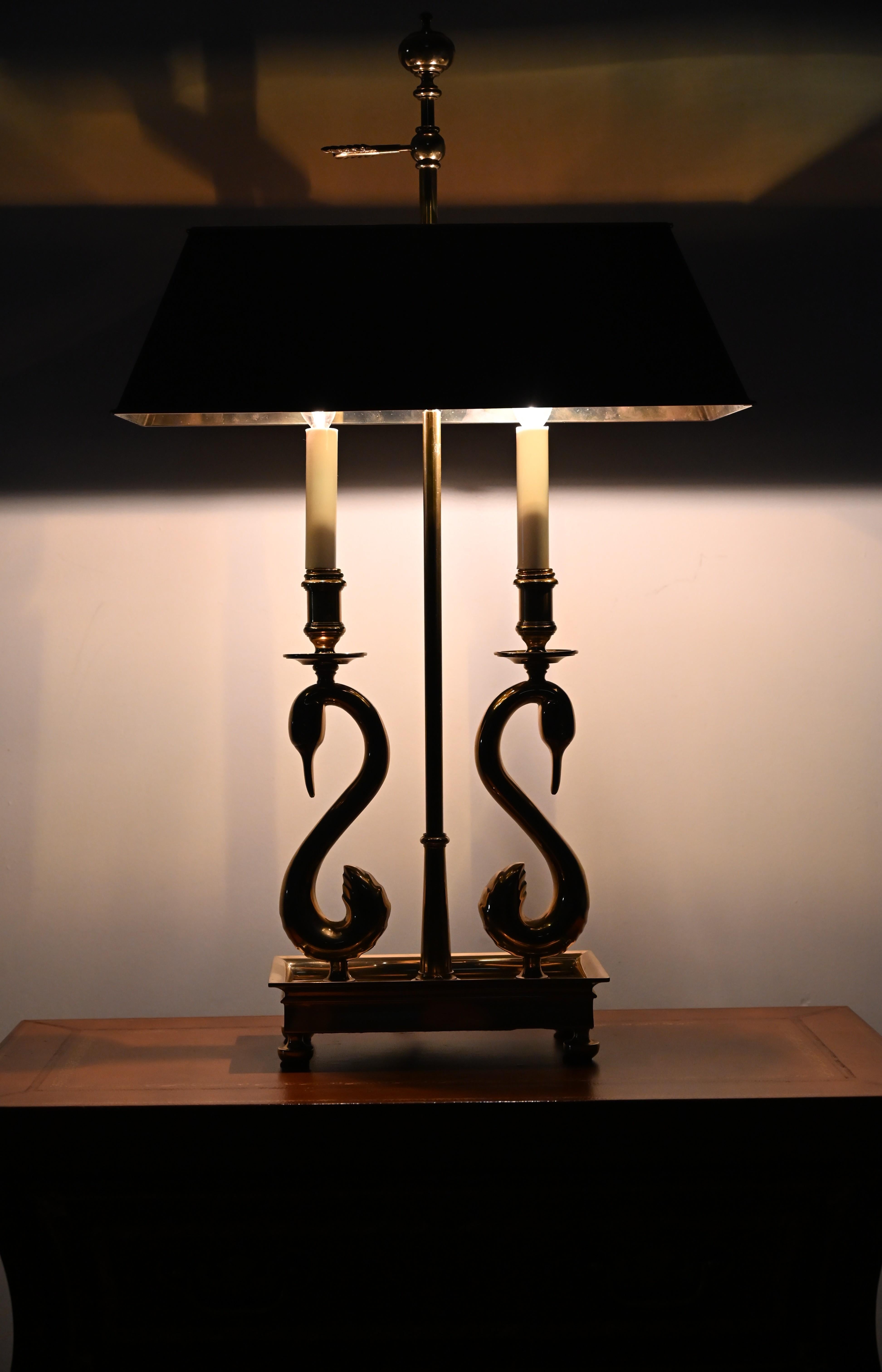 Solid Brass Swan Bouillotte Lamp For Sale 5