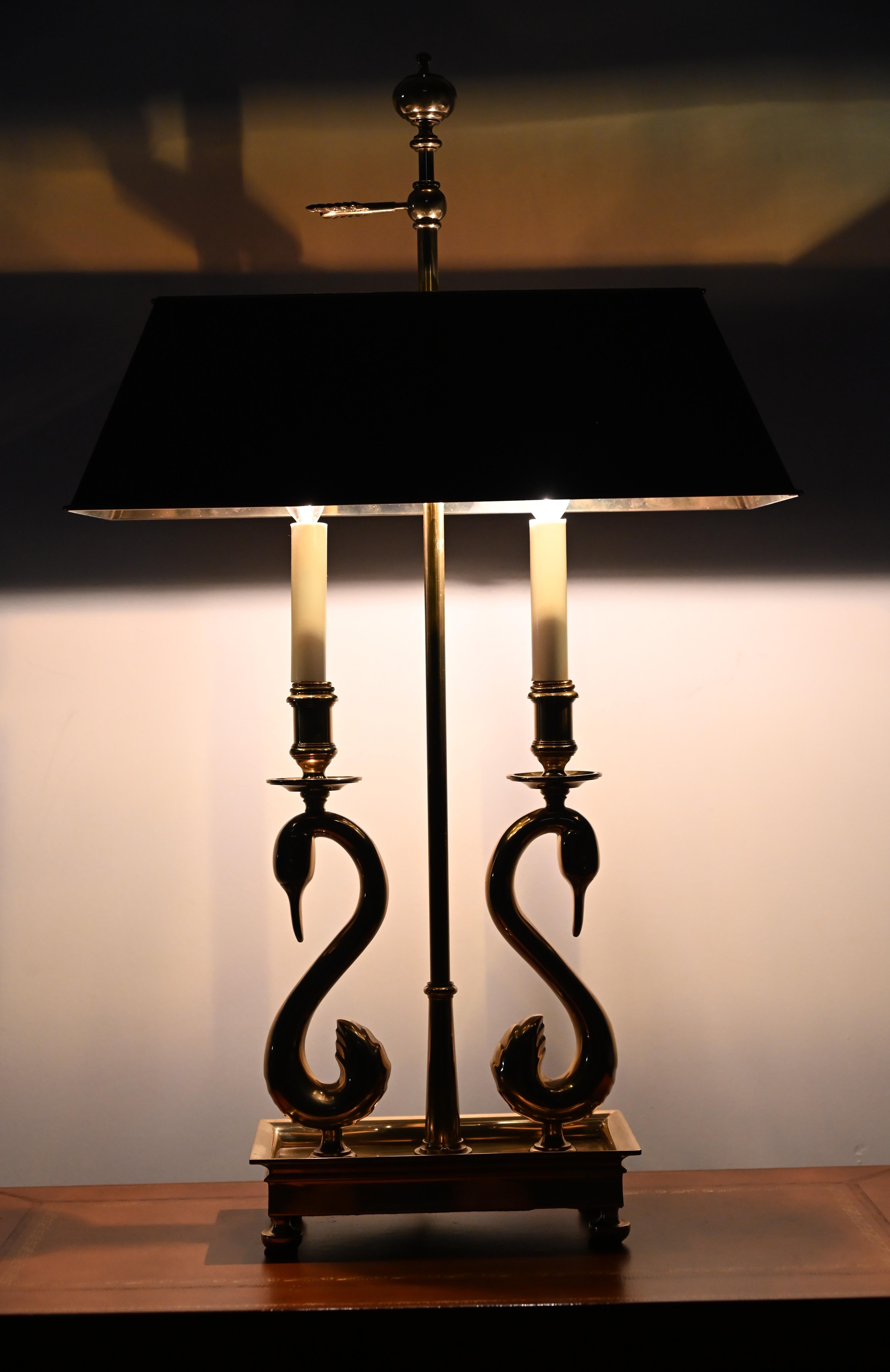 Solid Brass Swan Bouillotte Lamp For Sale 6
