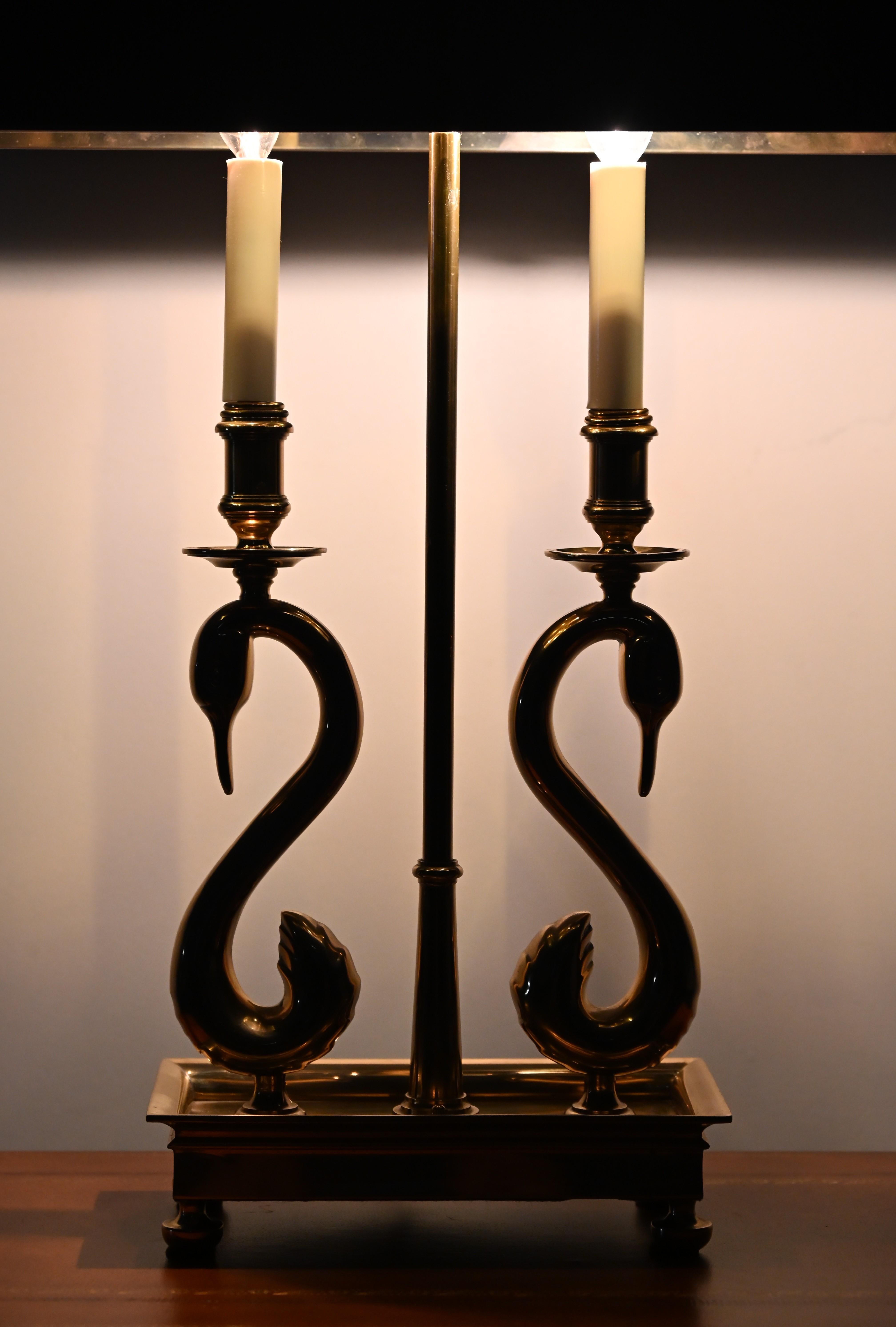 Solid Brass Swan Bouillotte Lamp For Sale 7