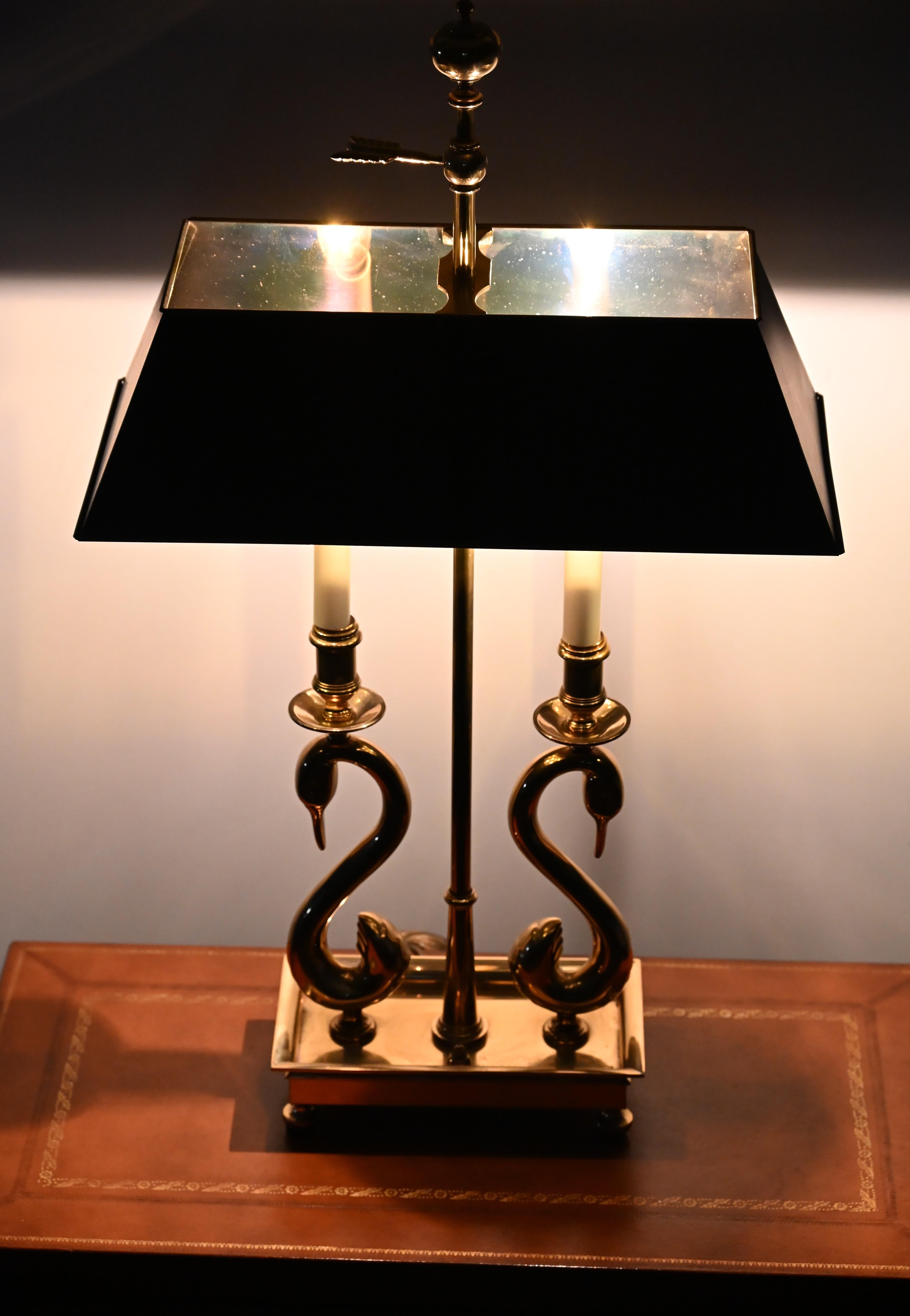 Solid Brass Swan Bouillotte Lamp For Sale 8