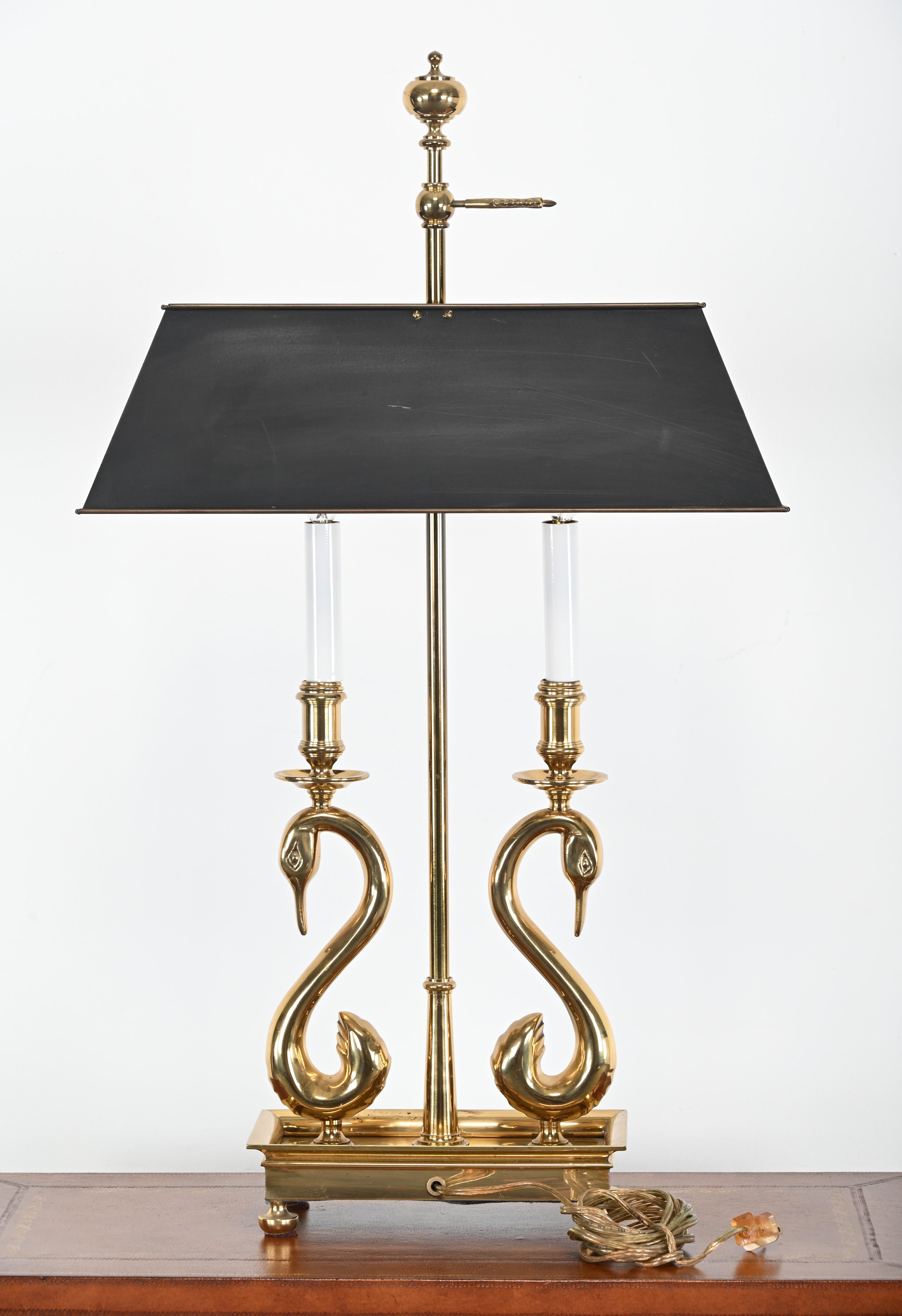 Solid Brass Swan Bouillotte Lamp For Sale 9