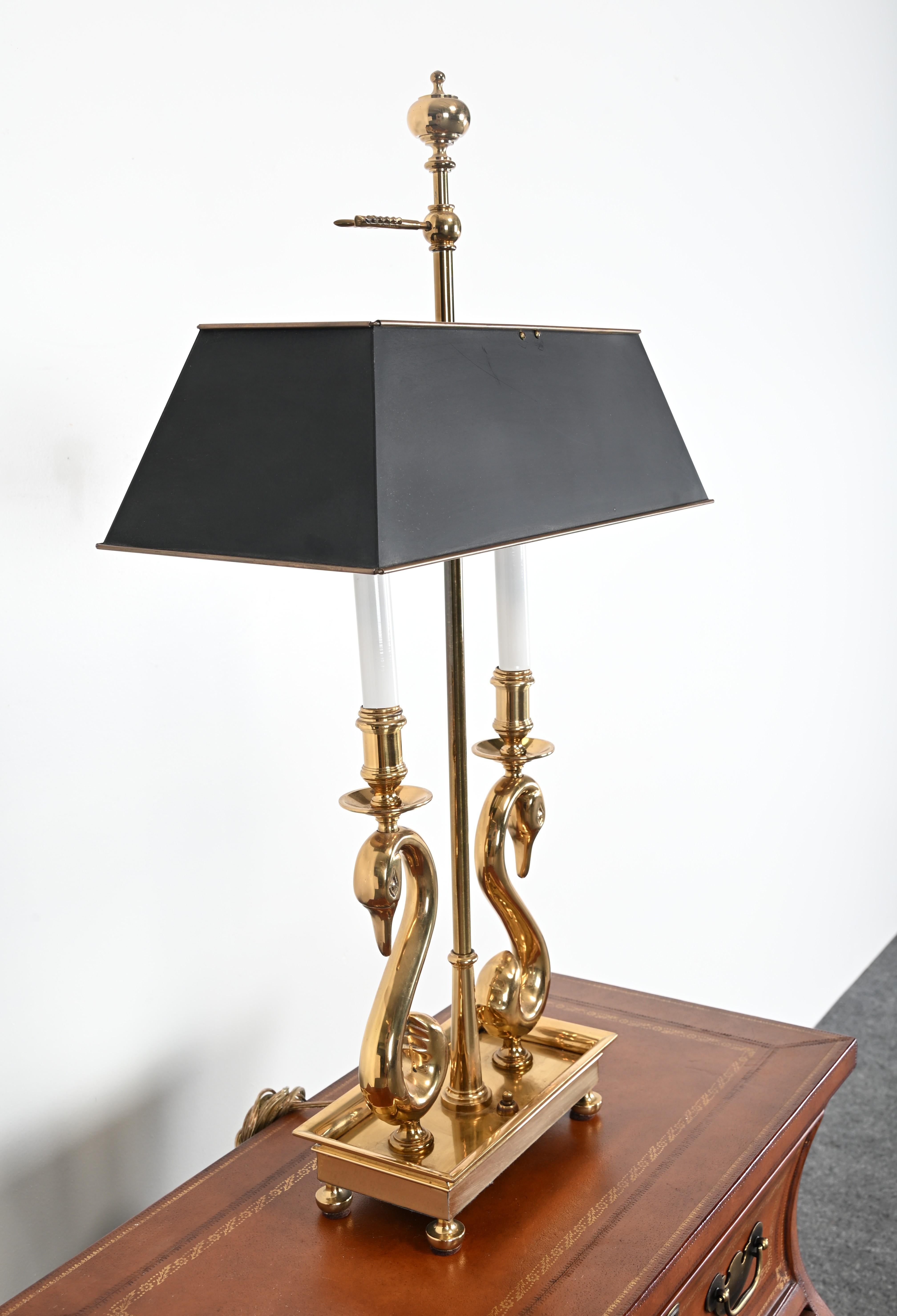 Solid Brass Swan Bouillotte Lamp For Sale 2