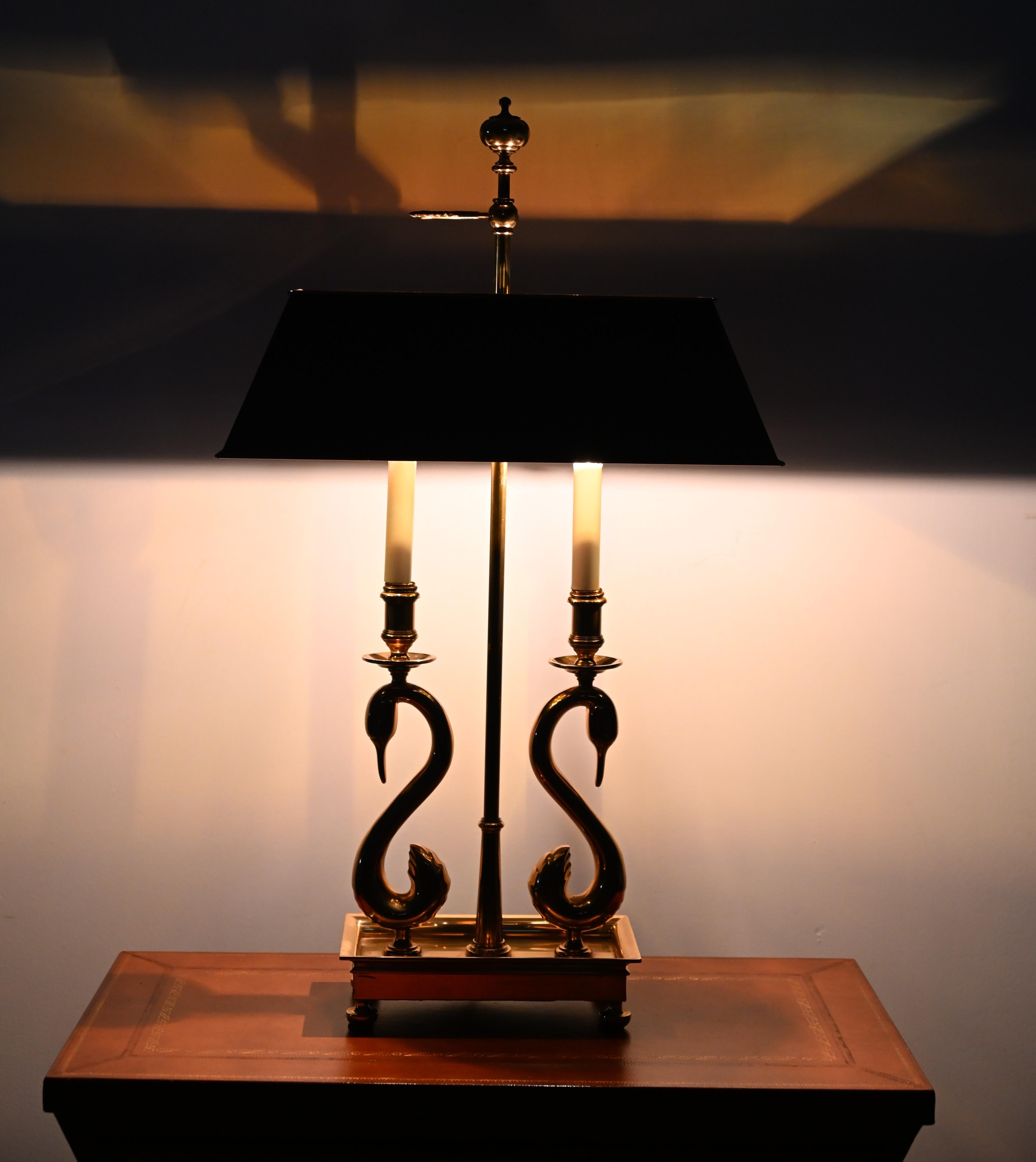 Solid Brass Swan Bouillotte Lamp For Sale 4