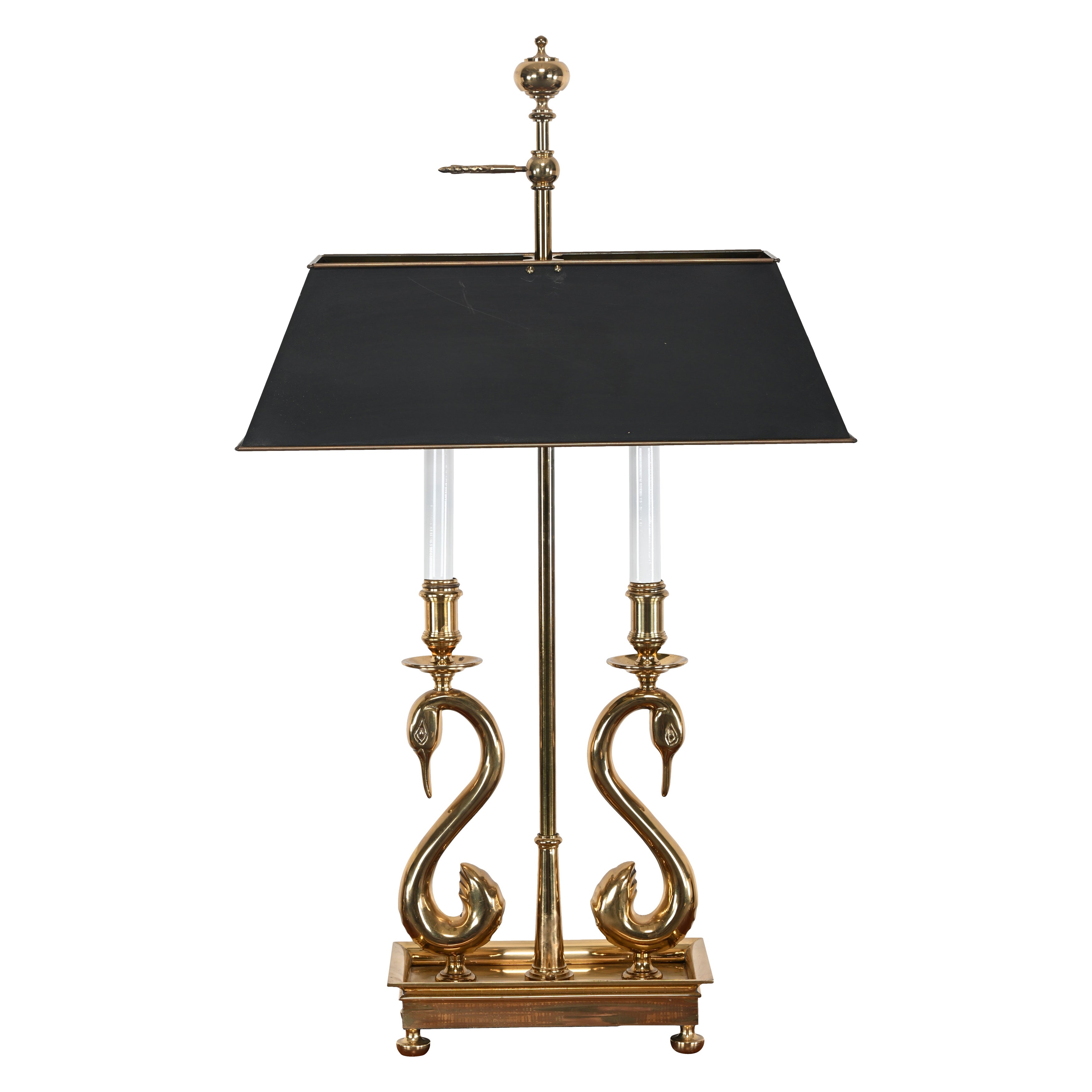 Solid Brass Swan Bouillotte Lamp For Sale