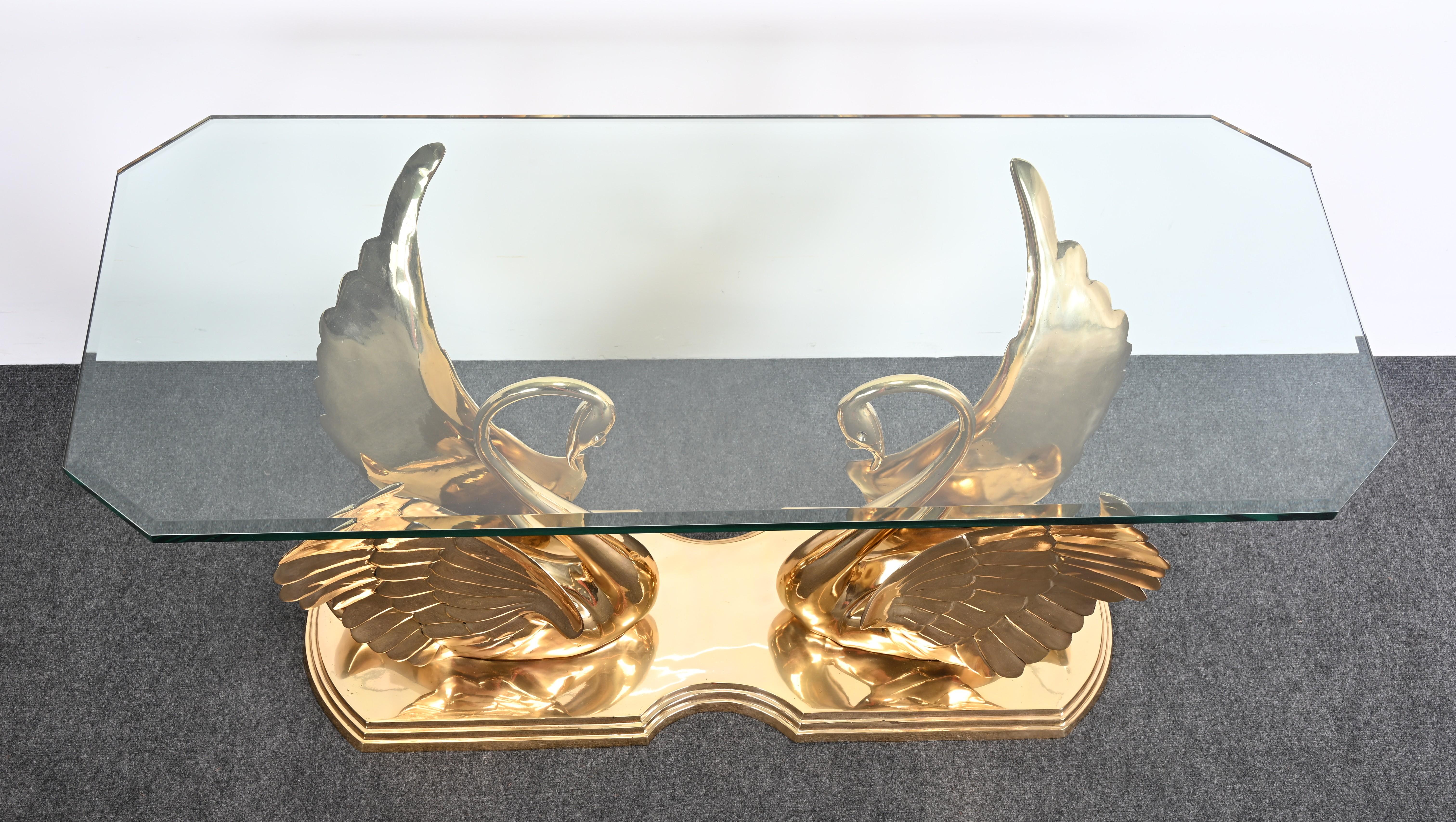 Solid Brass Swan Console in the manner of Maitland Smith For Sale 6