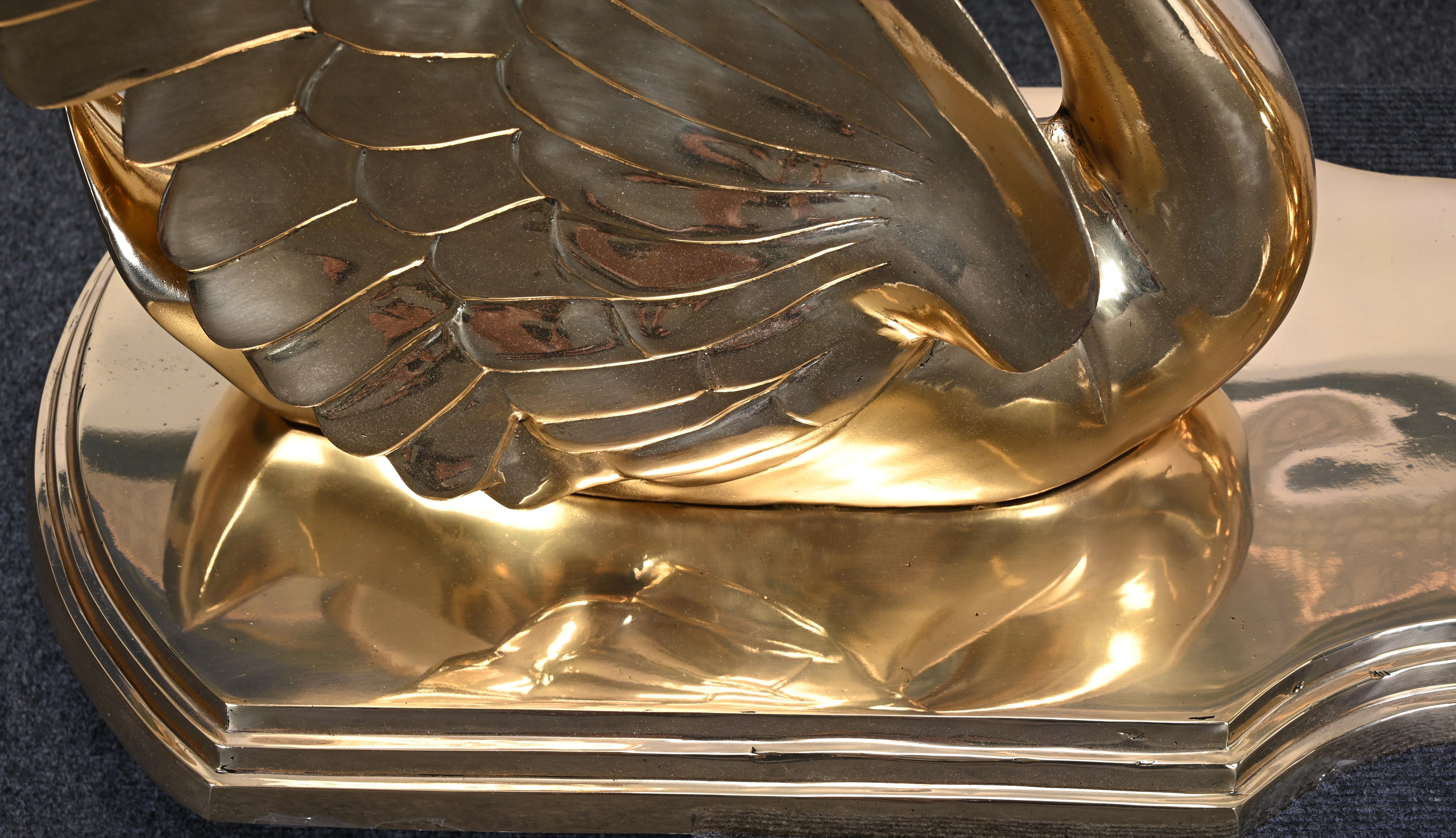 Solid Brass Swan Console in the manner of Maitland Smith For Sale 10