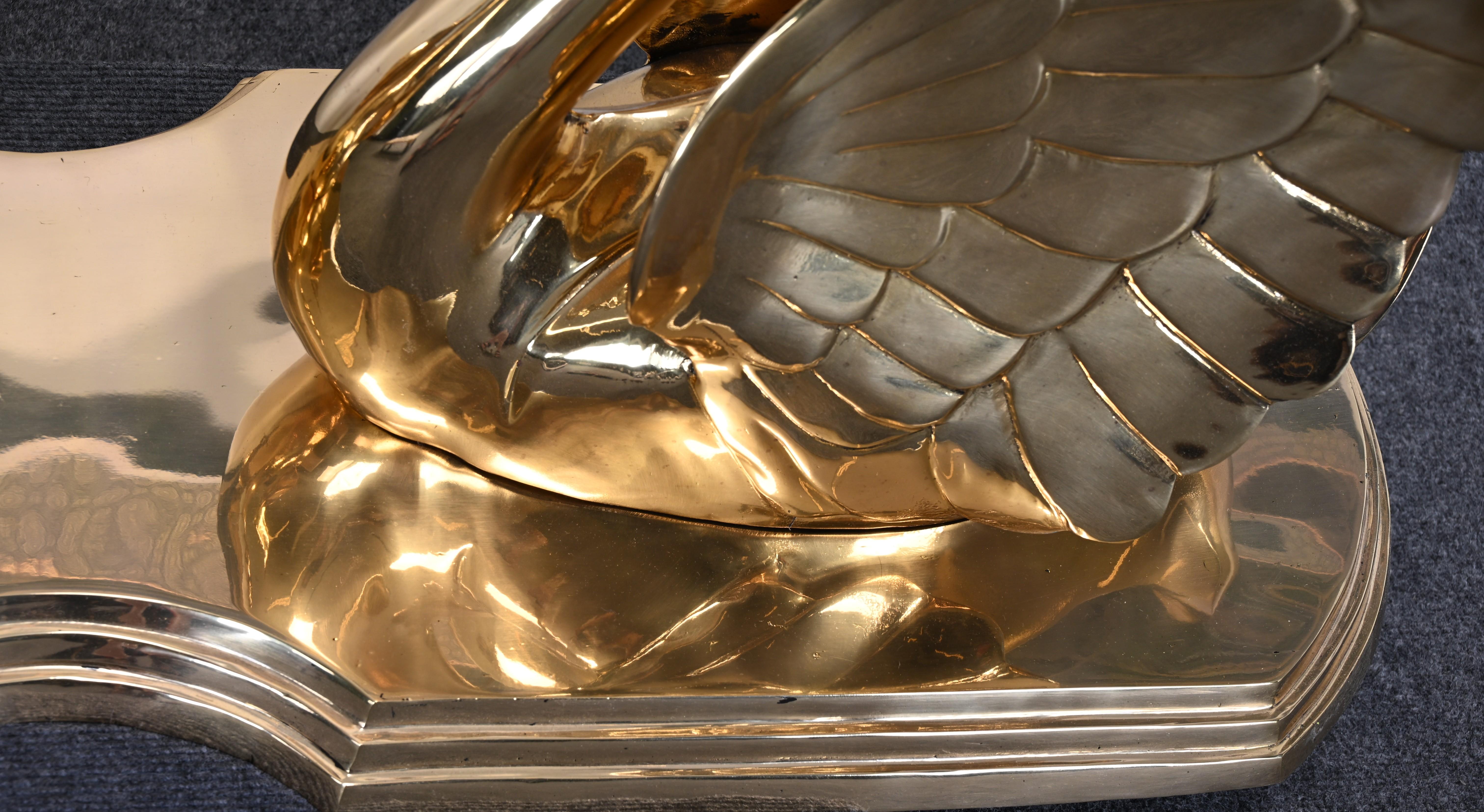 Solid Brass Swan Console in the manner of Maitland Smith For Sale 11
