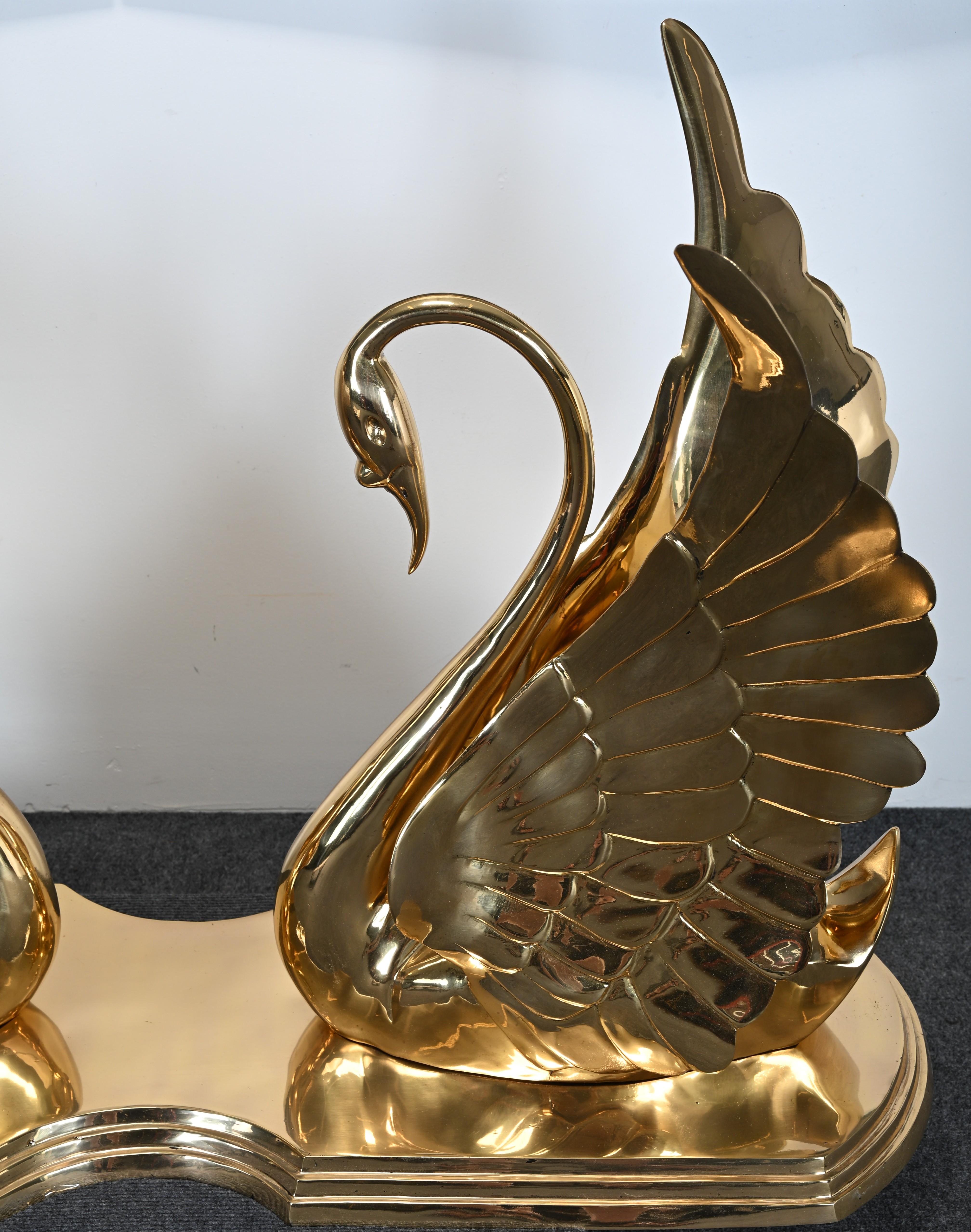 Solid Brass Swan Console in the manner of Maitland Smith For Sale 13
