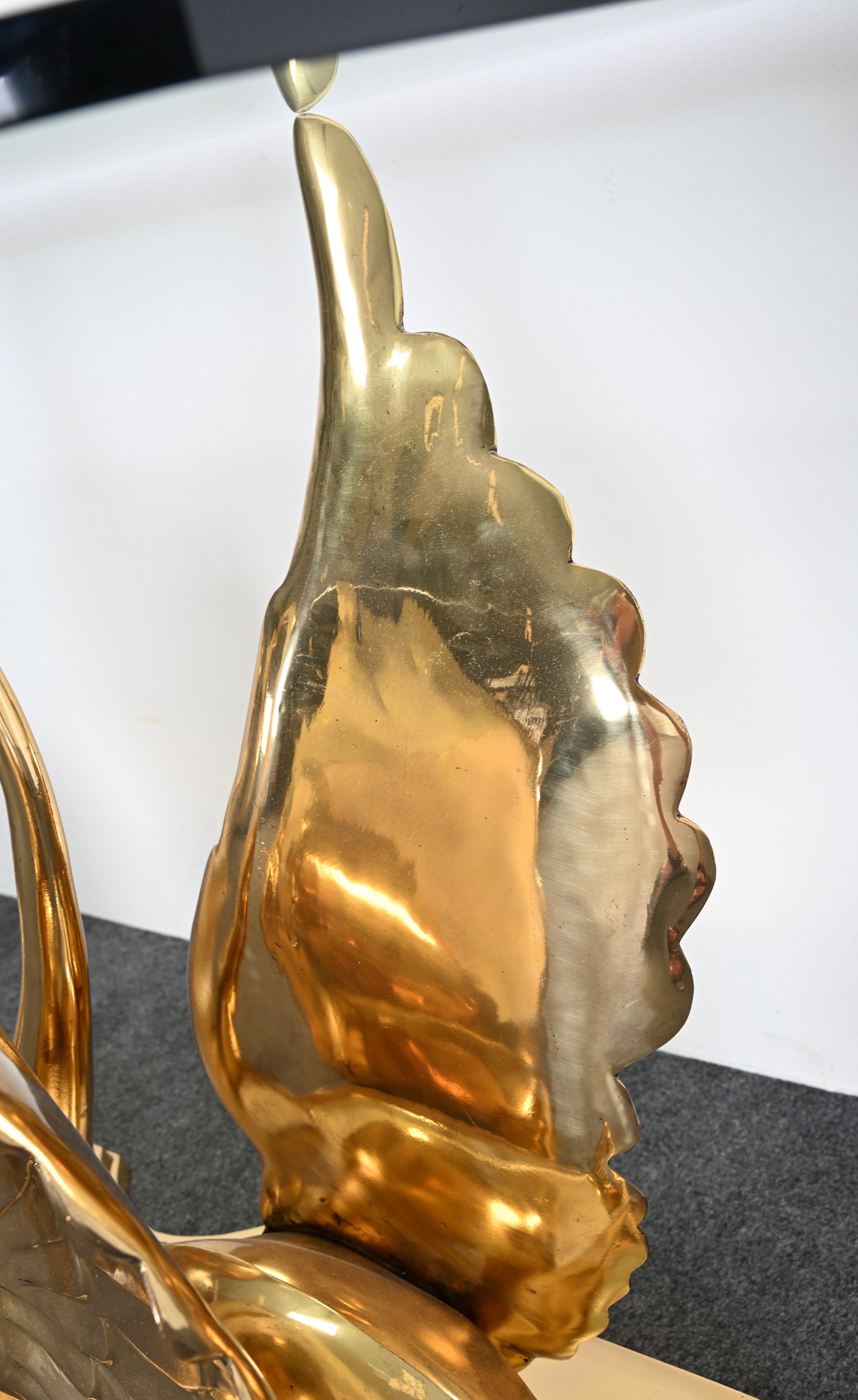 Solid Brass Swan Console in the manner of Maitland Smith For Sale 3