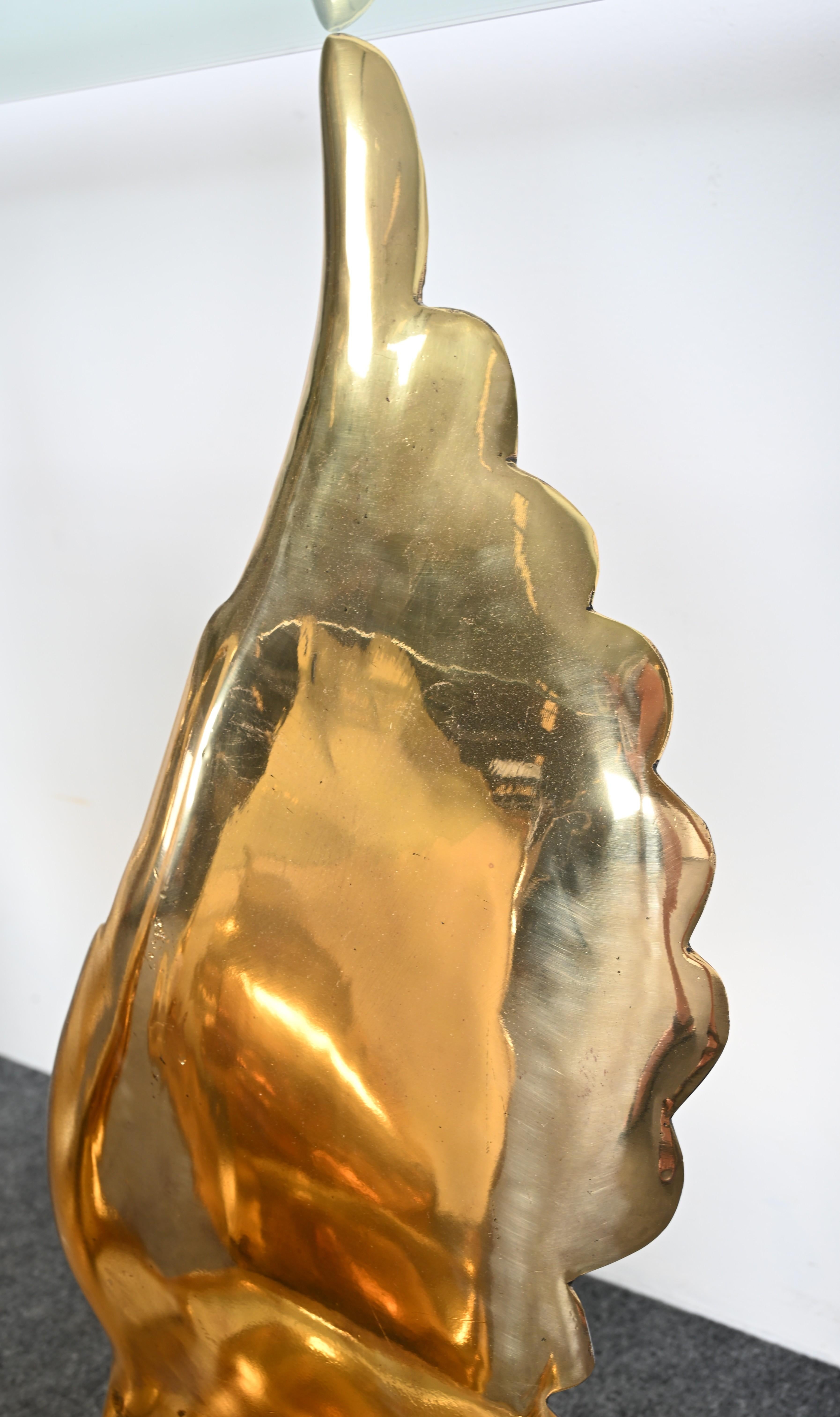 Solid Brass Swan Console in the manner of Maitland Smith For Sale 4
