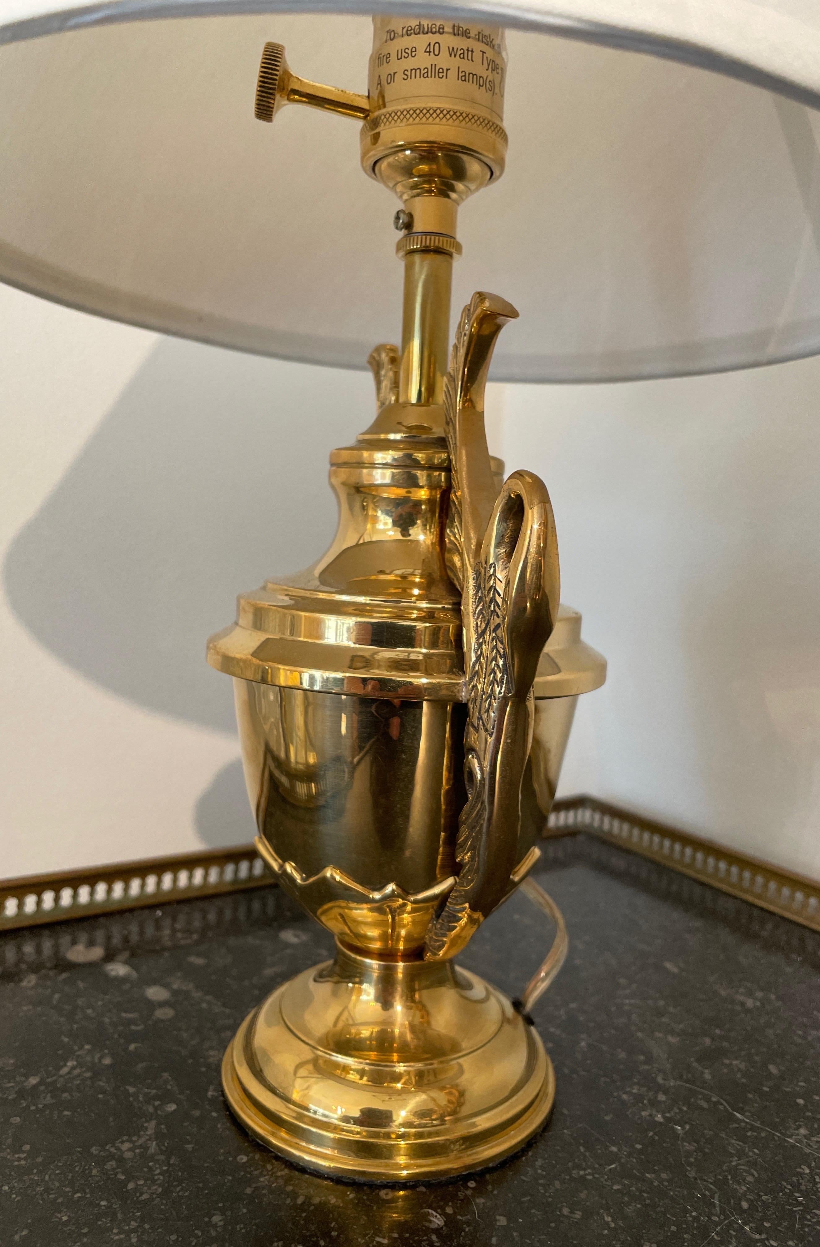 Solid Brass Swan Lamp In Good Condition In West Palm Beach, FL