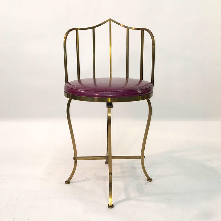 Solid Brass Swivel Vanity Chair at 1stDibs